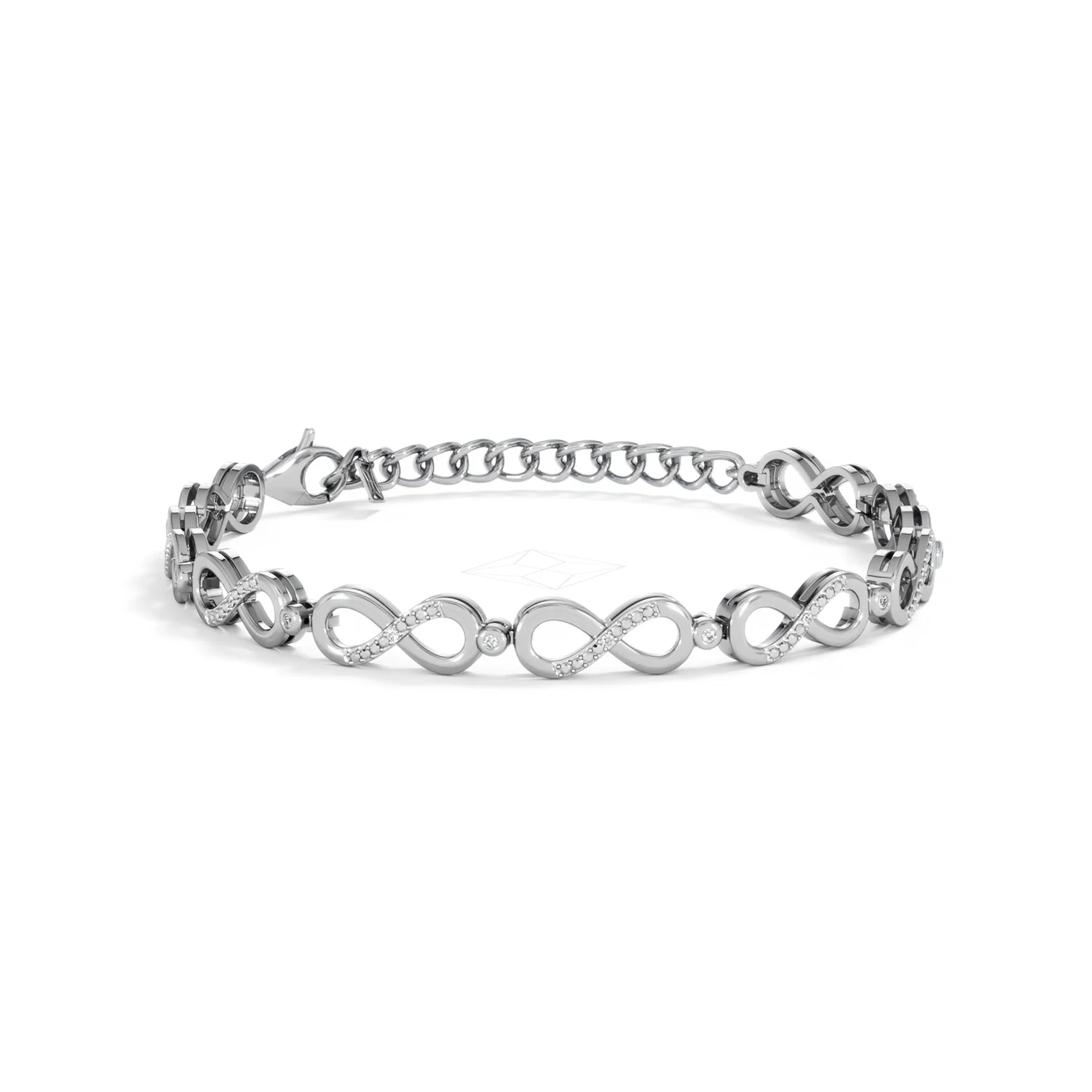 Infinity Love 0.05ct Lab Diamond Link Bracelet in Sterling Silver - Image 10