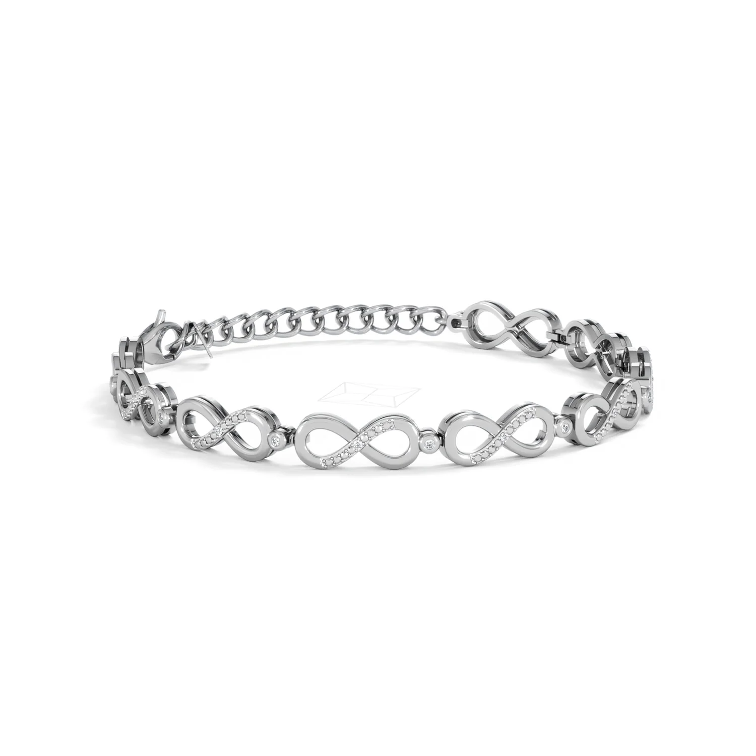 Infinity Love 0.05ct Lab Diamond Link Bracelet in Sterling Silver - Image 14