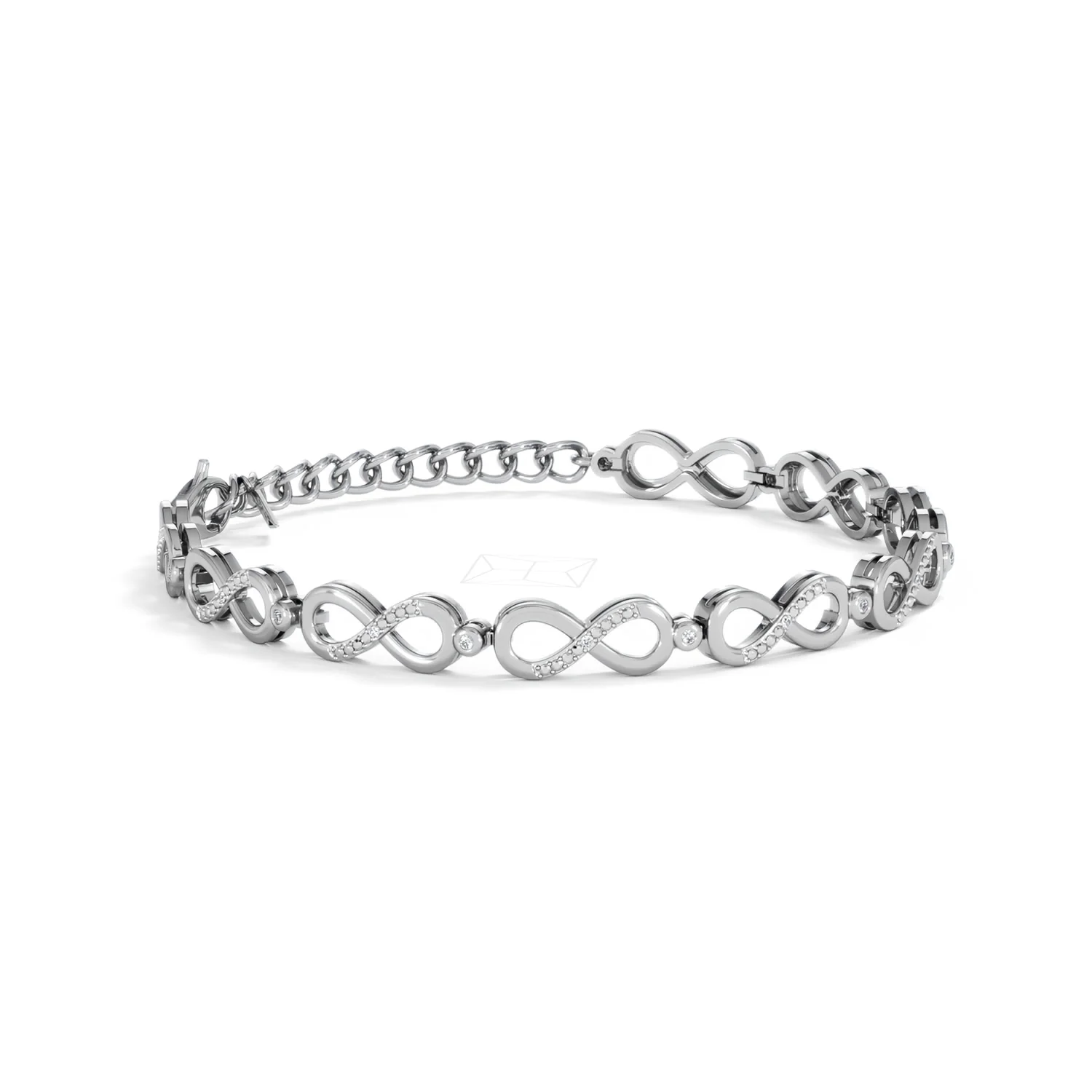 Infinity Love 0.05ct Lab Diamond Link Bracelet in Sterling Silver - Image 16