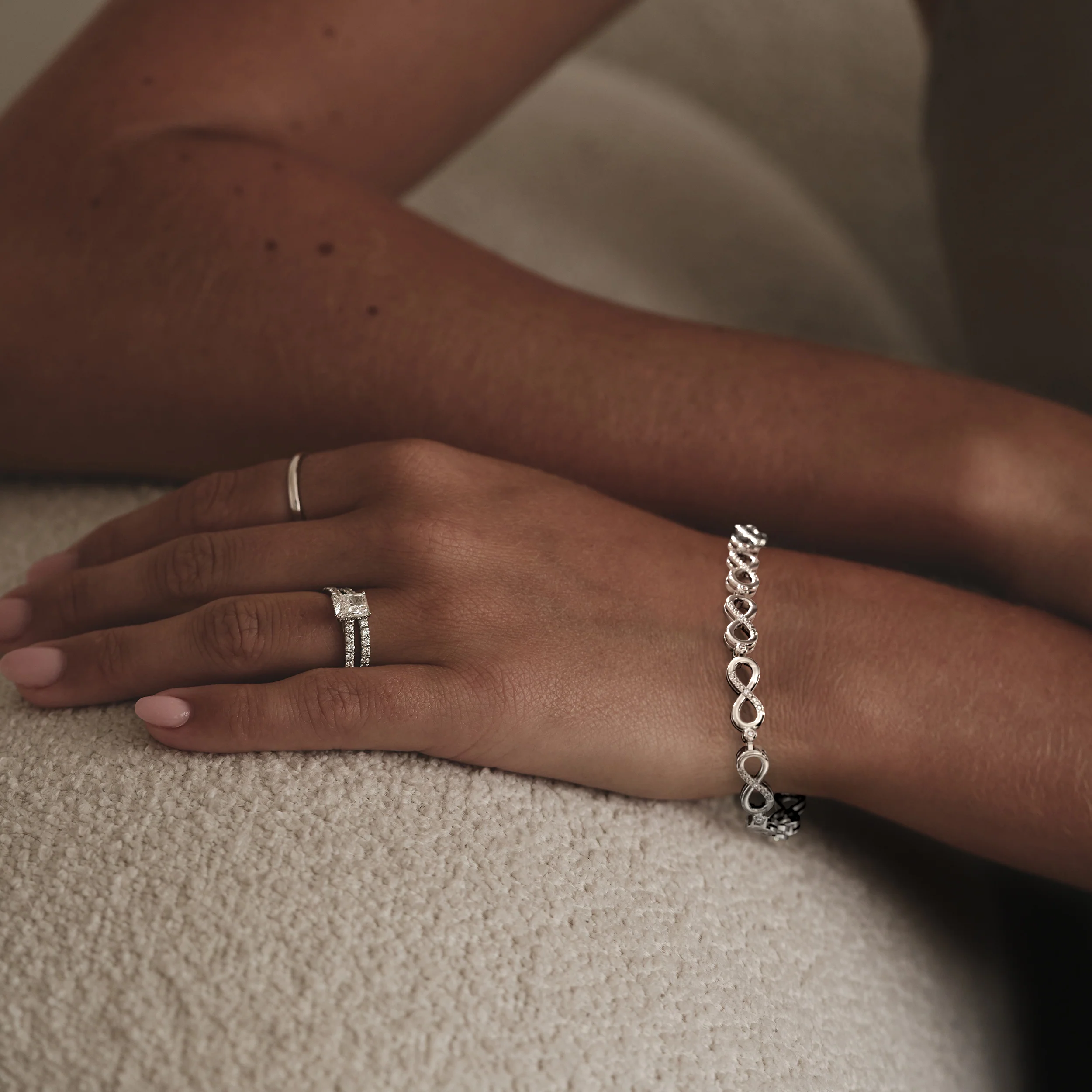 Infinity Love 0.05ct Lab Diamond Link Bracelet in Sterling Silver - Image 2