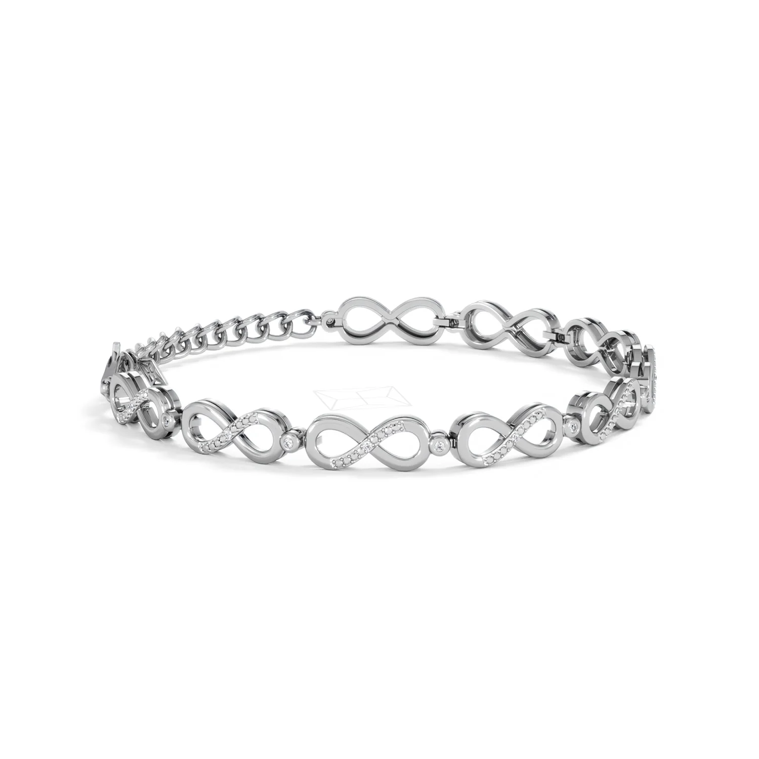 Infinity Love 0.05ct Lab Diamond Link Bracelet in Sterling Silver - Image 21