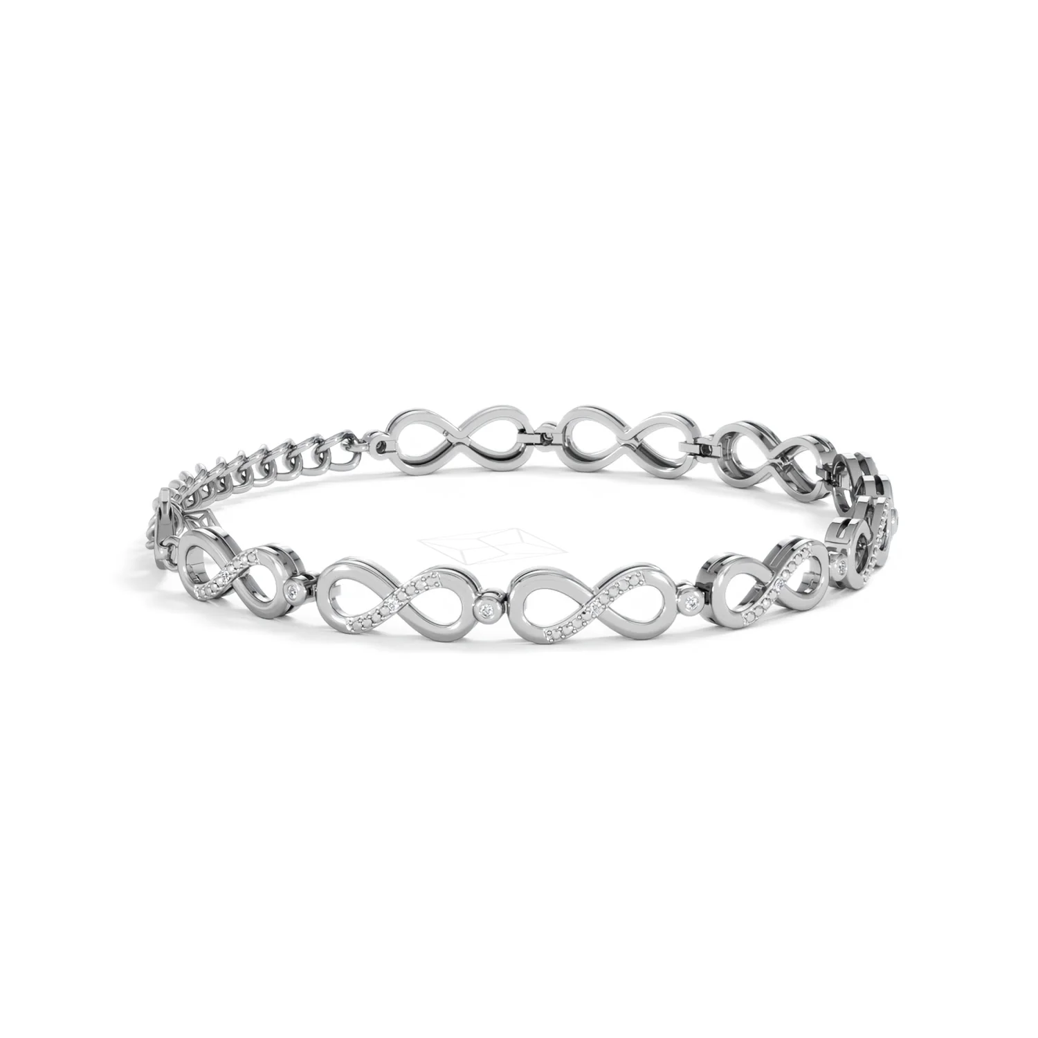 Infinity Love 0.05ct Lab Diamond Link Bracelet in Sterling Silver - Image 24