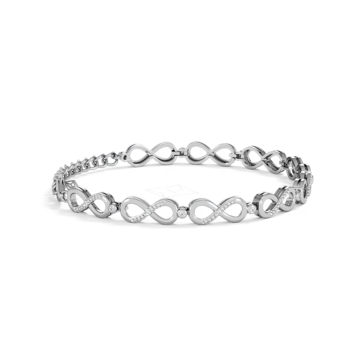 Infinity Love 0.05ct Lab Diamond Link Bracelet in Sterling Silver - Image 25
