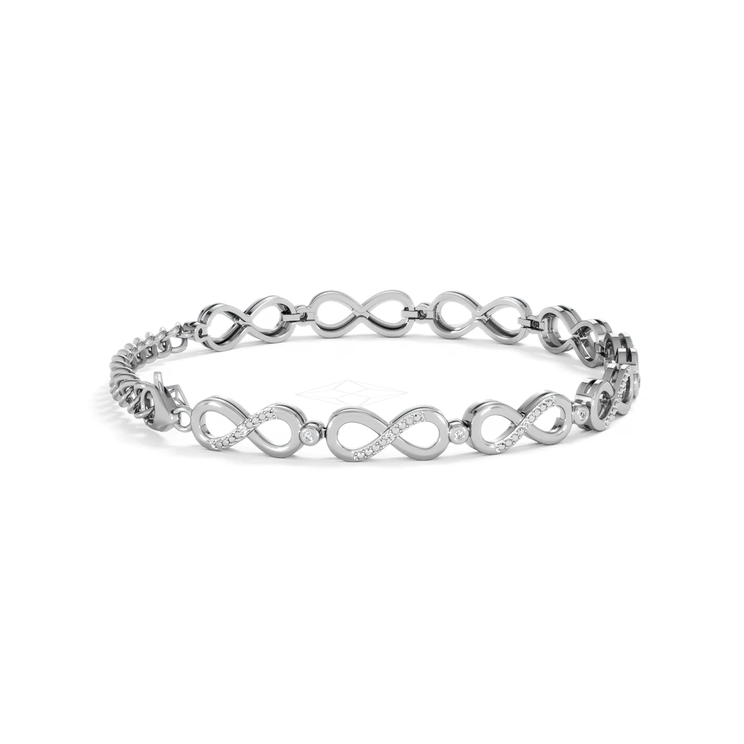 Infinity Love 0.05ct Lab Diamond Link Bracelet in Sterling Silver - Image 29