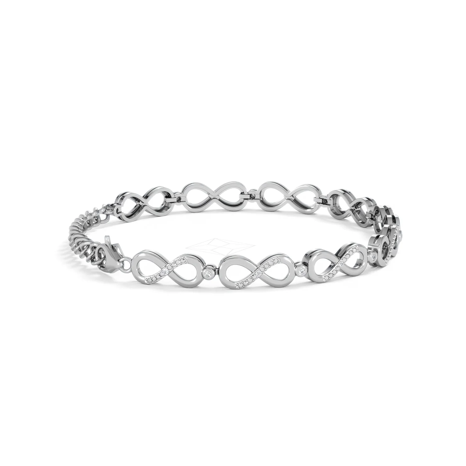 Infinity Love 0.05ct Lab Diamond Link Bracelet in Sterling Silver - Image 30