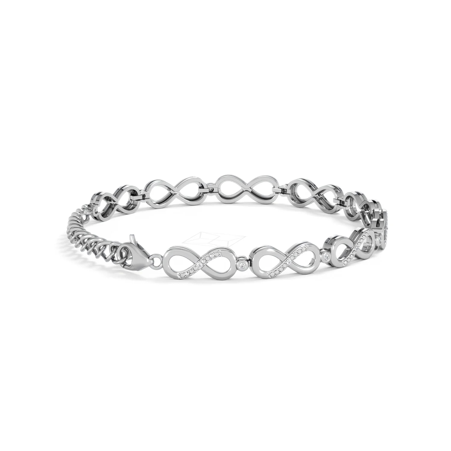 Infinity Love 0.05ct Lab Diamond Link Bracelet in Sterling Silver - Image 33