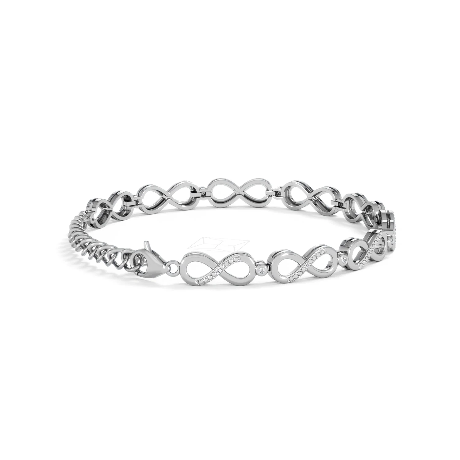 Infinity Love 0.05ct Lab Diamond Link Bracelet in Sterling Silver - Image 34