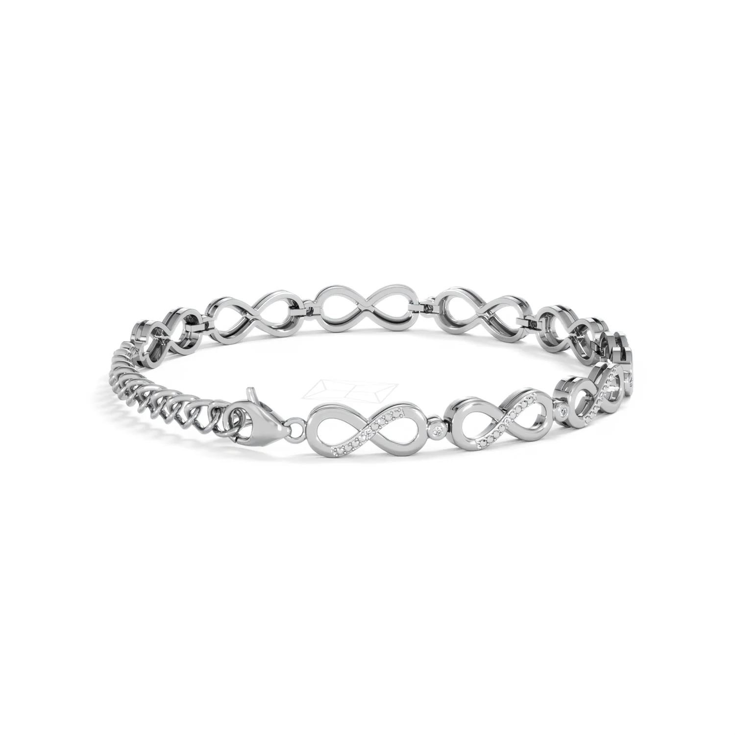 Infinity Love 0.05ct Lab Diamond Link Bracelet in Sterling Silver - Image 35