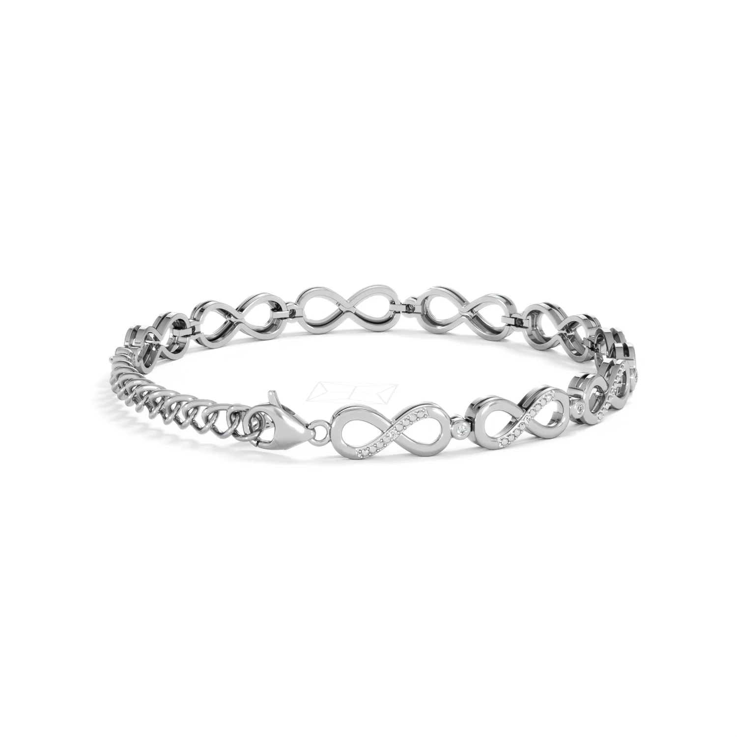 Infinity Love 0.05ct Lab Diamond Link Bracelet in Sterling Silver - Image 36