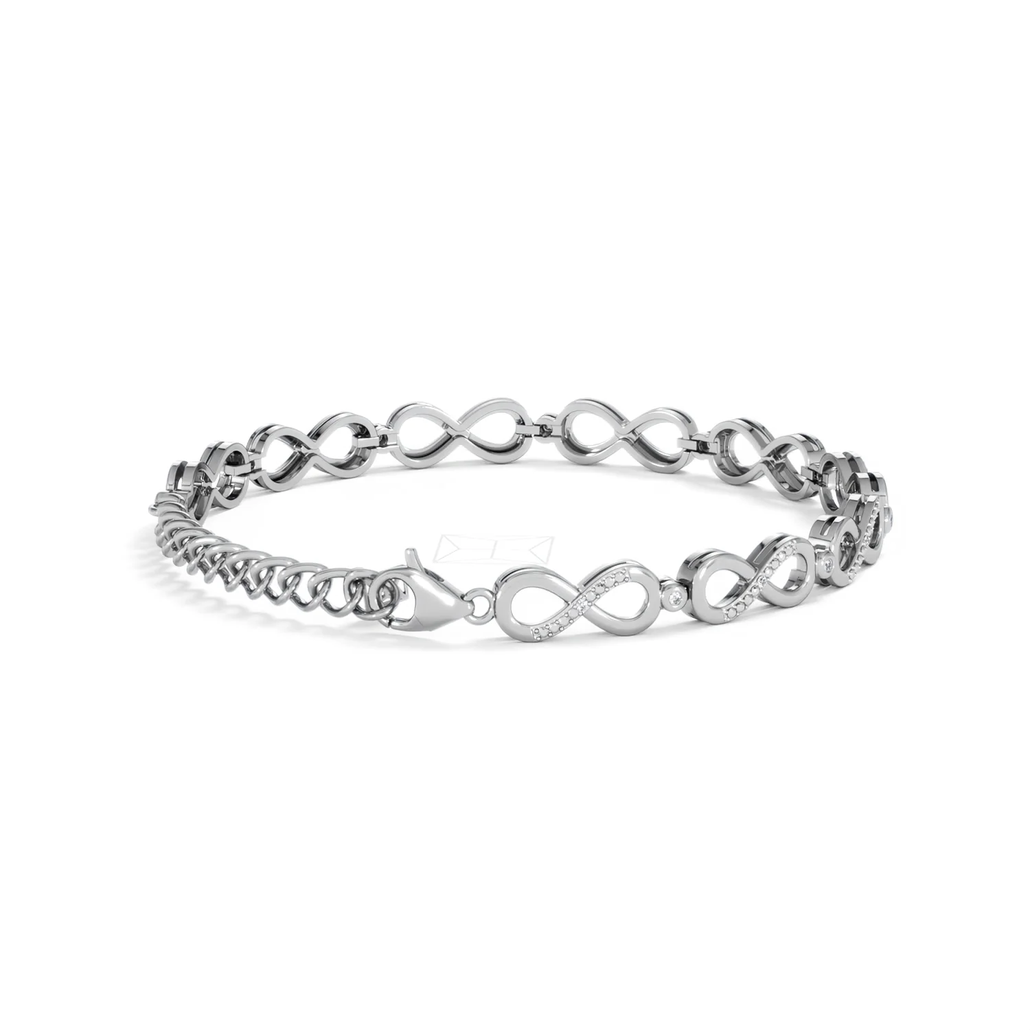 Infinity Love 0.05ct Lab Diamond Link Bracelet in Sterling Silver - Image 37