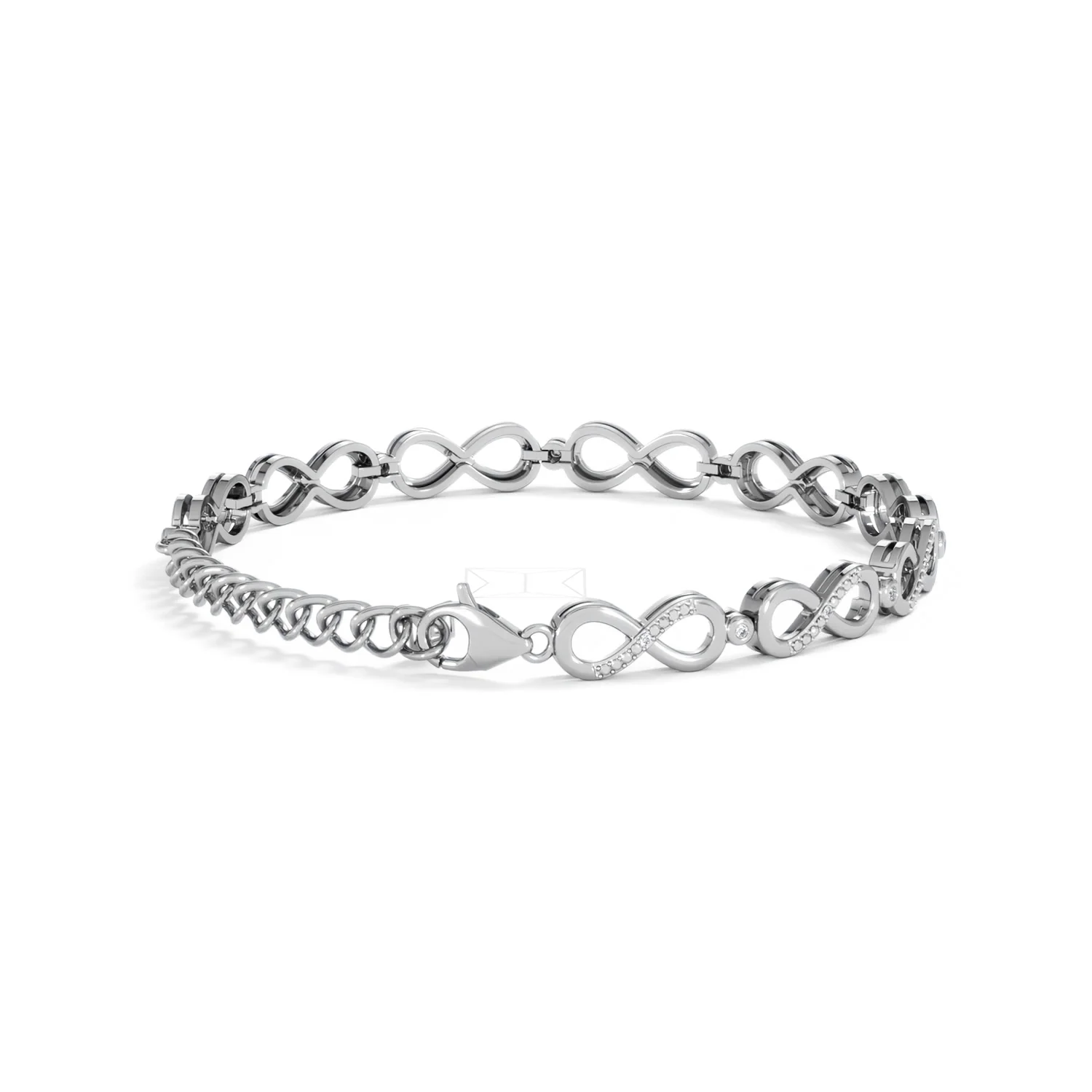 Infinity Love 0.05ct Lab Diamond Link Bracelet in Sterling Silver - Image 38