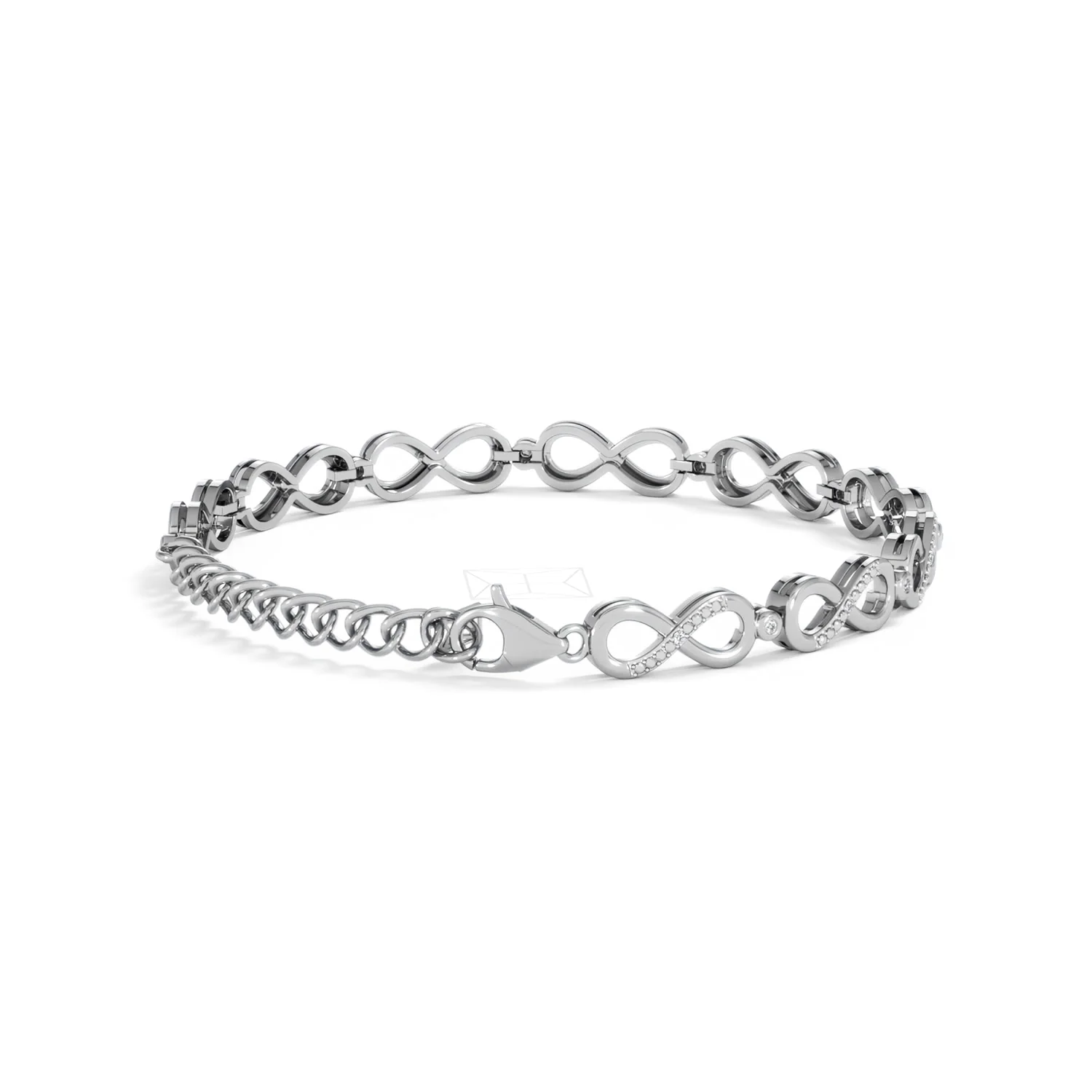 Infinity Love 0.05ct Lab Diamond Link Bracelet in Sterling Silver - Image 39