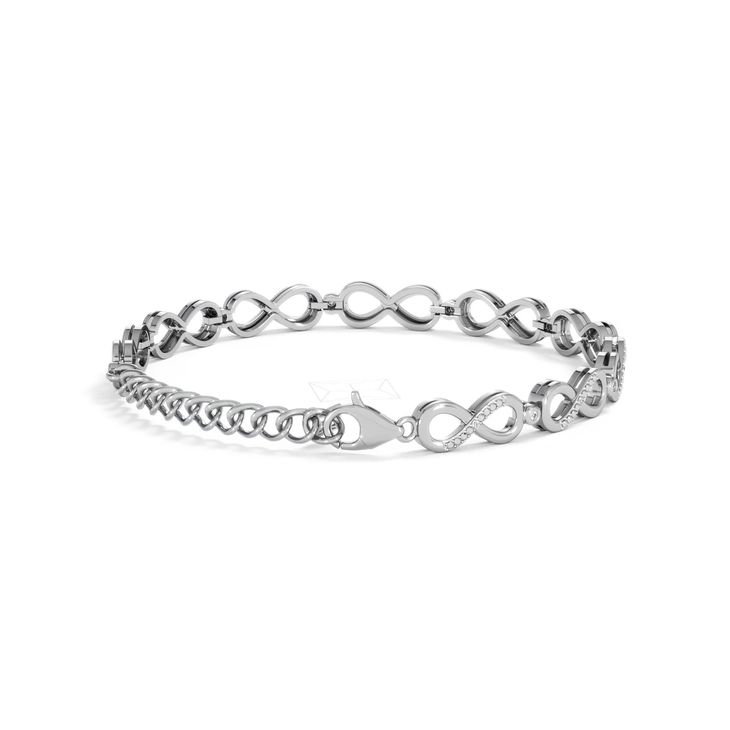 Infinity Love 0.05ct Lab Diamond Link Bracelet in Sterling Silver - Image 40