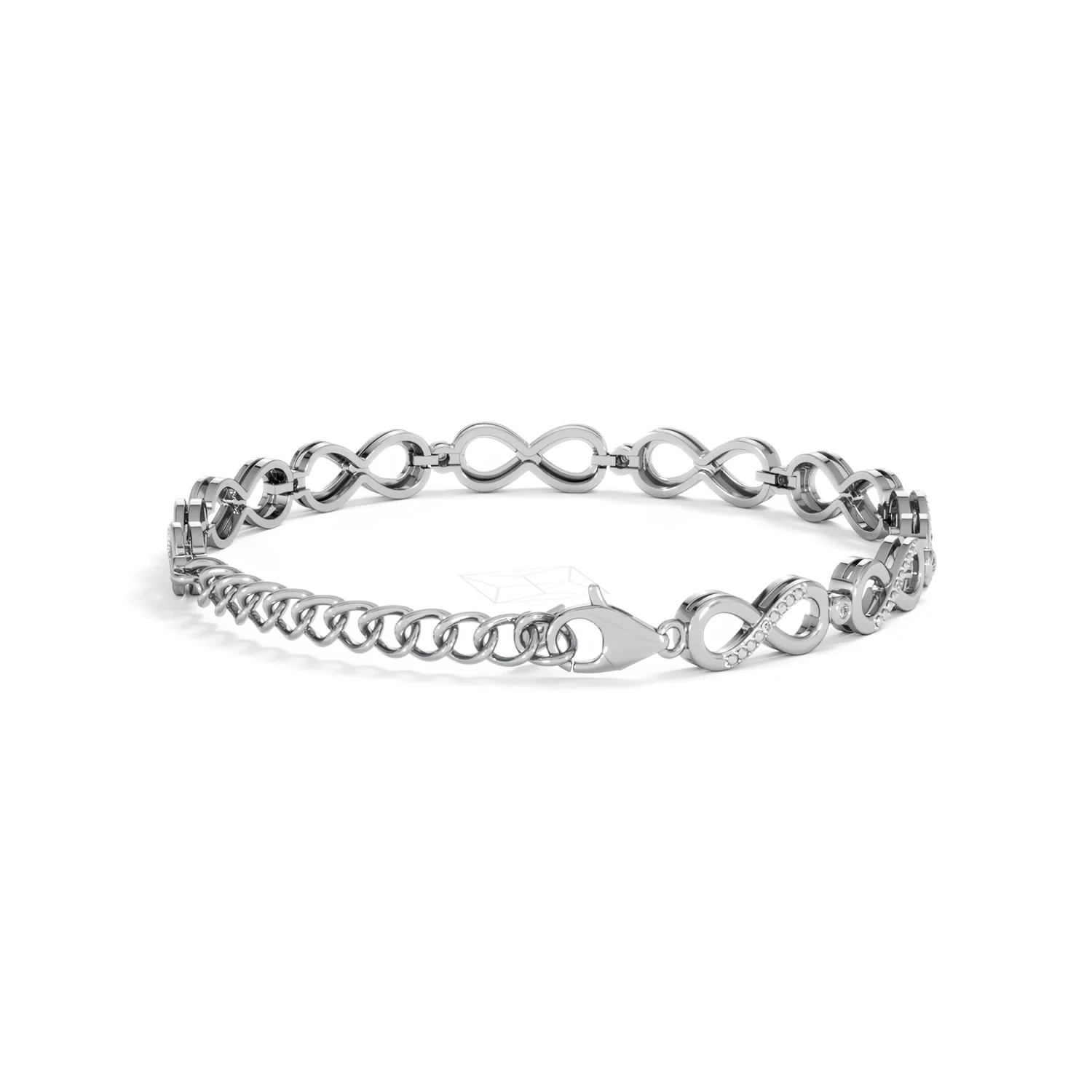 Infinity Love 0.05ct Lab Diamond Link Bracelet in Sterling Silver - Image 42