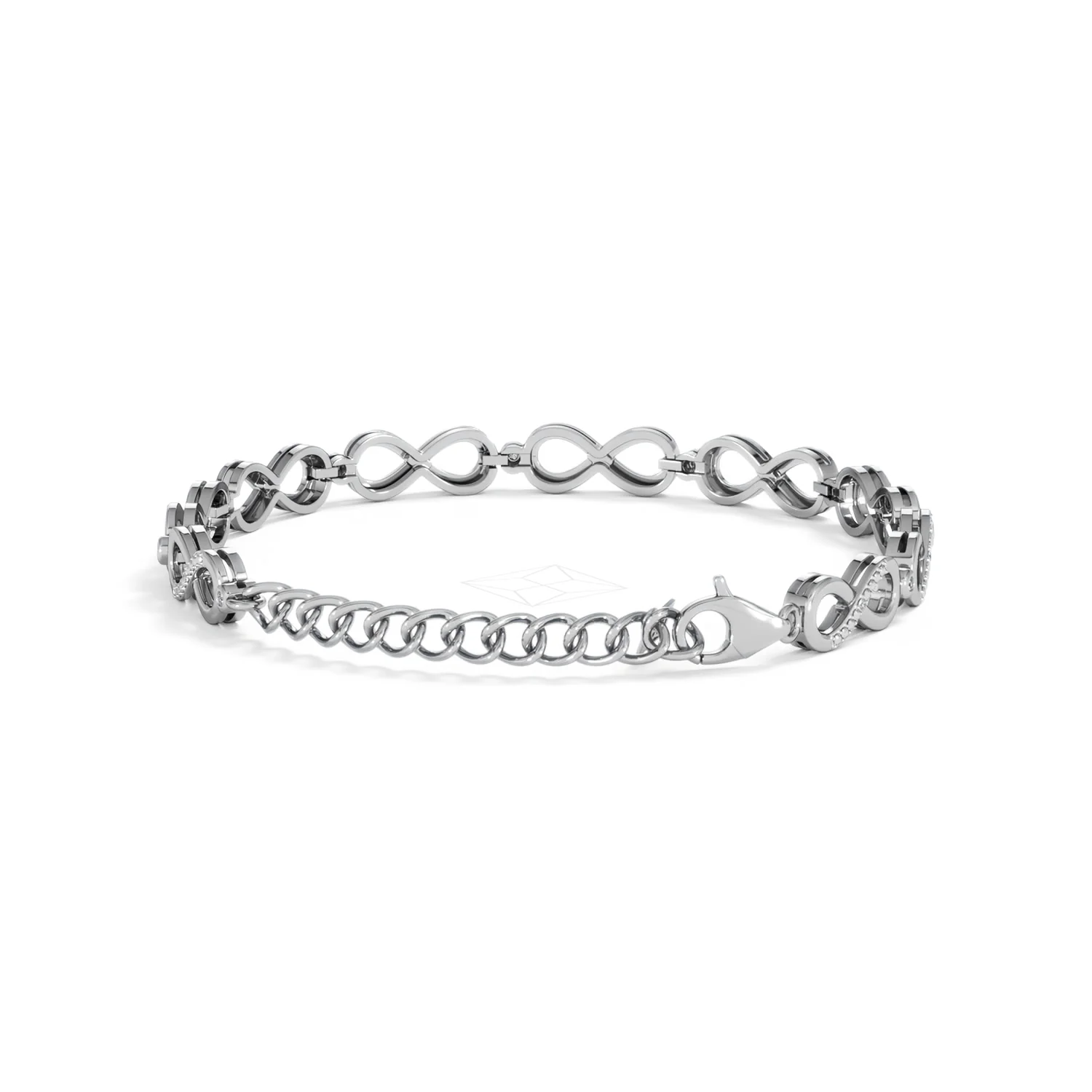Infinity Love 0.05ct Lab Diamond Link Bracelet in Sterling Silver - Image 46