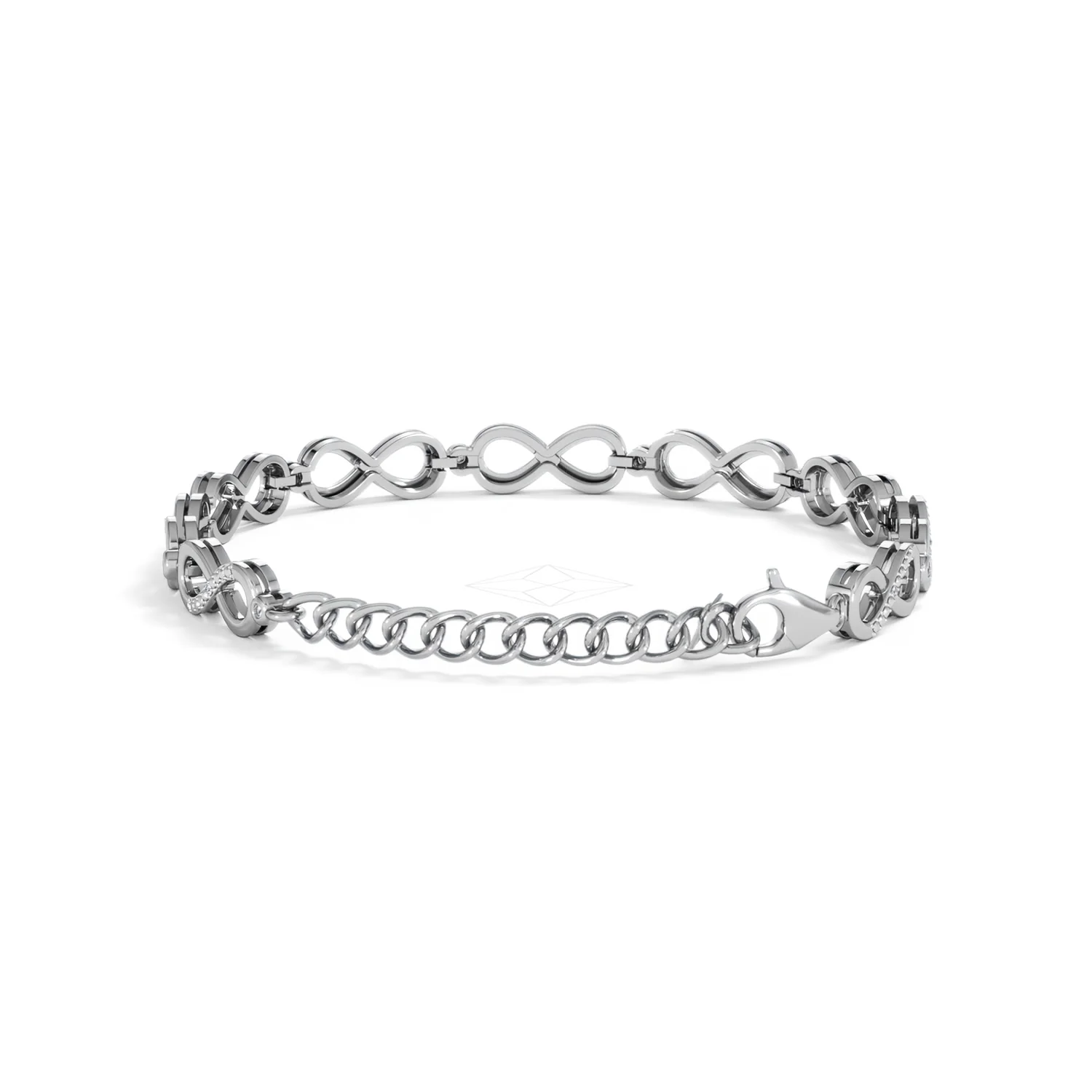 Infinity Love 0.05ct Lab Diamond Link Bracelet in Sterling Silver - Image 48
