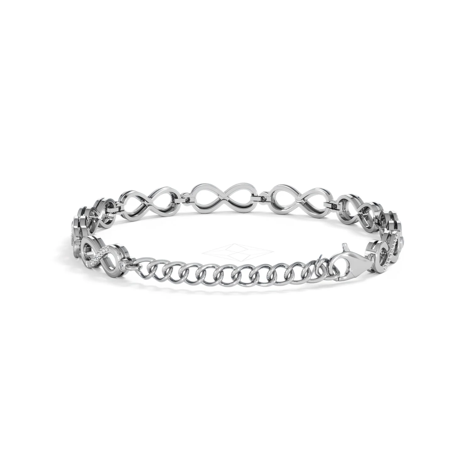 Infinity Love 0.05ct Lab Diamond Link Bracelet in Sterling Silver - Image 49