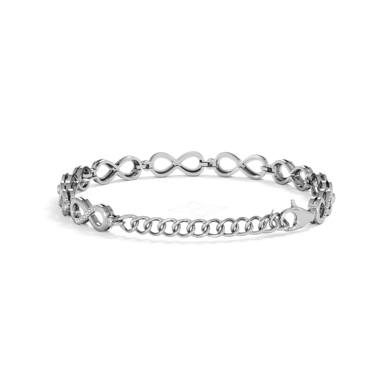 Infinity Love 0.05ct Lab Diamond Link Bracelet in Sterling Silver - Image 50