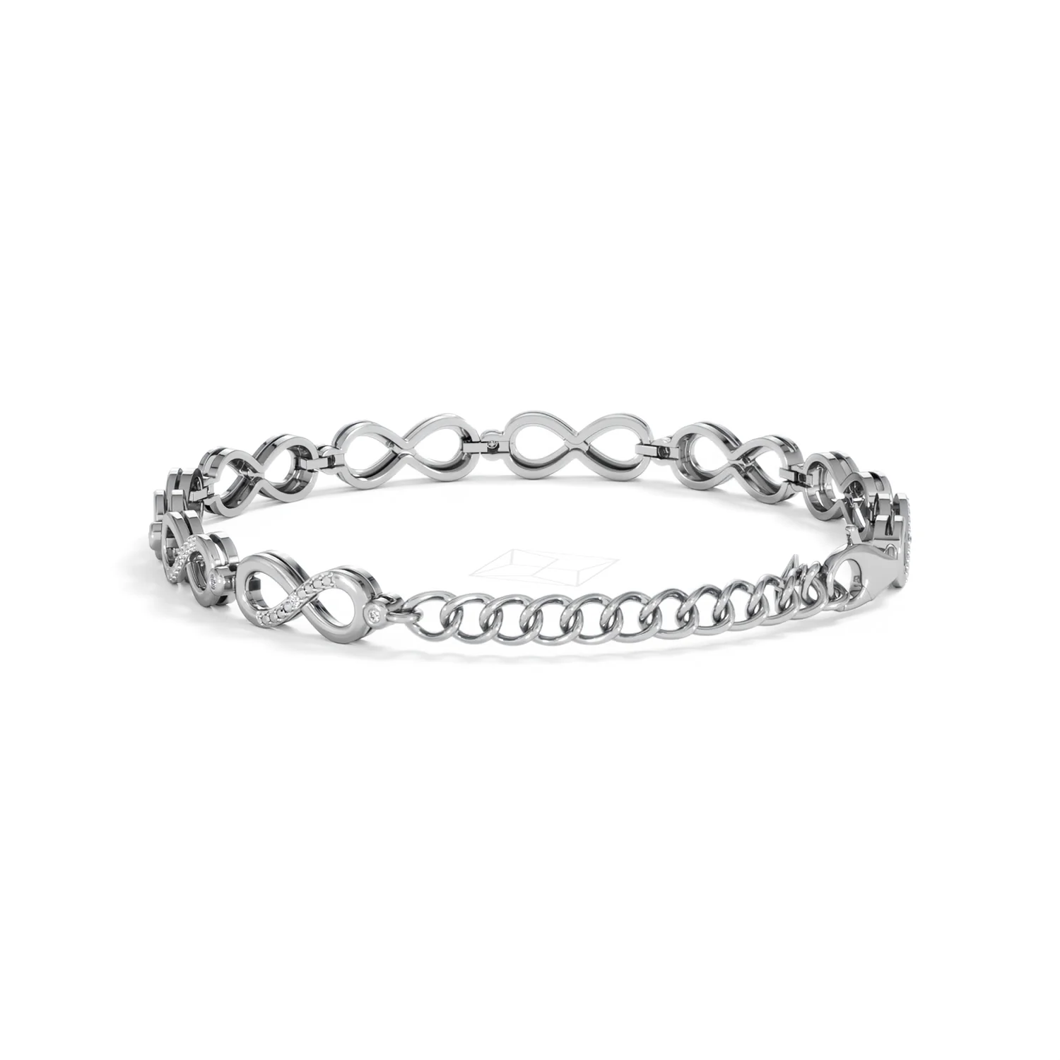 Infinity Love 0.05ct Lab Diamond Link Bracelet in Sterling Silver - Image 53