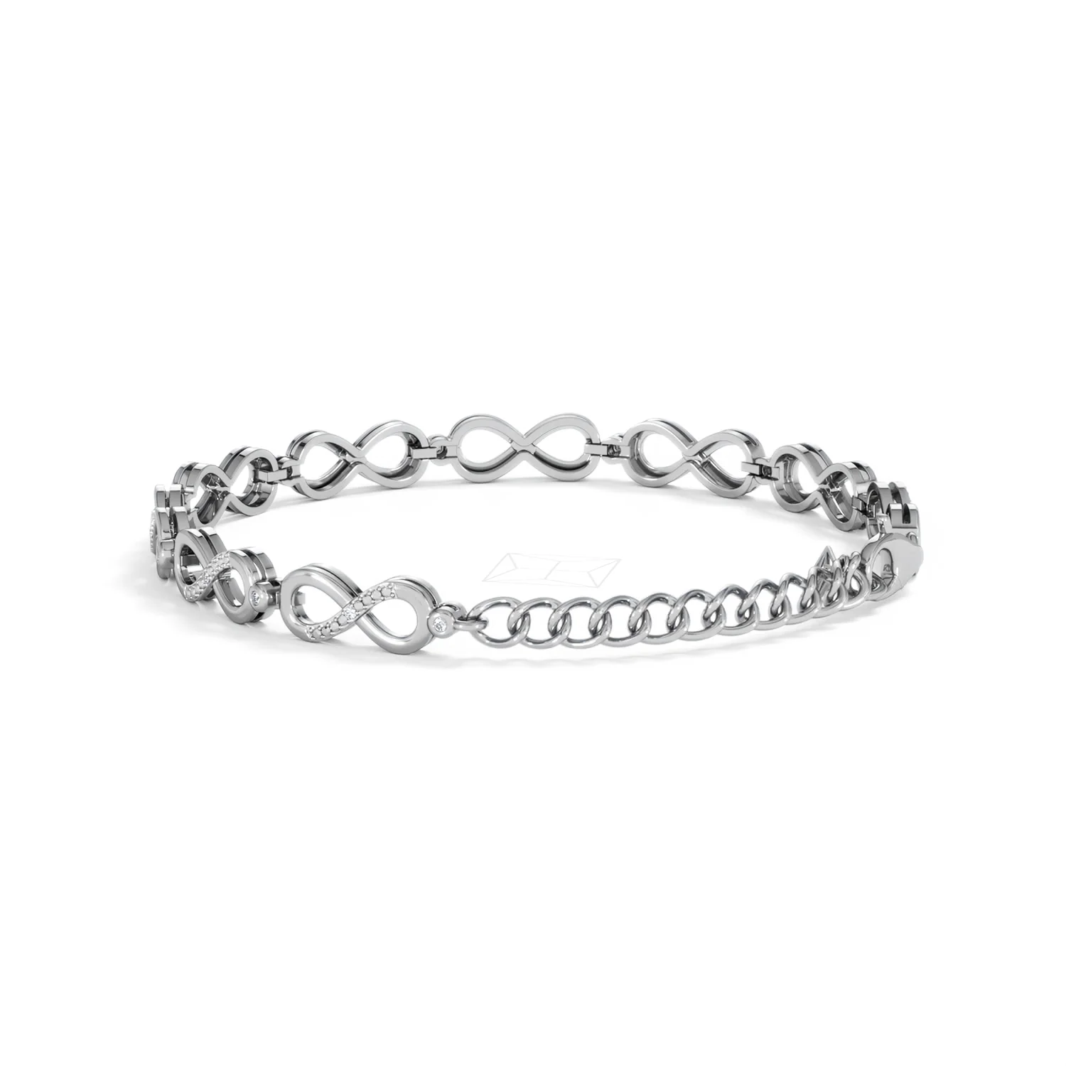 Infinity Love 0.05ct Lab Diamond Link Bracelet in Sterling Silver - Image 55