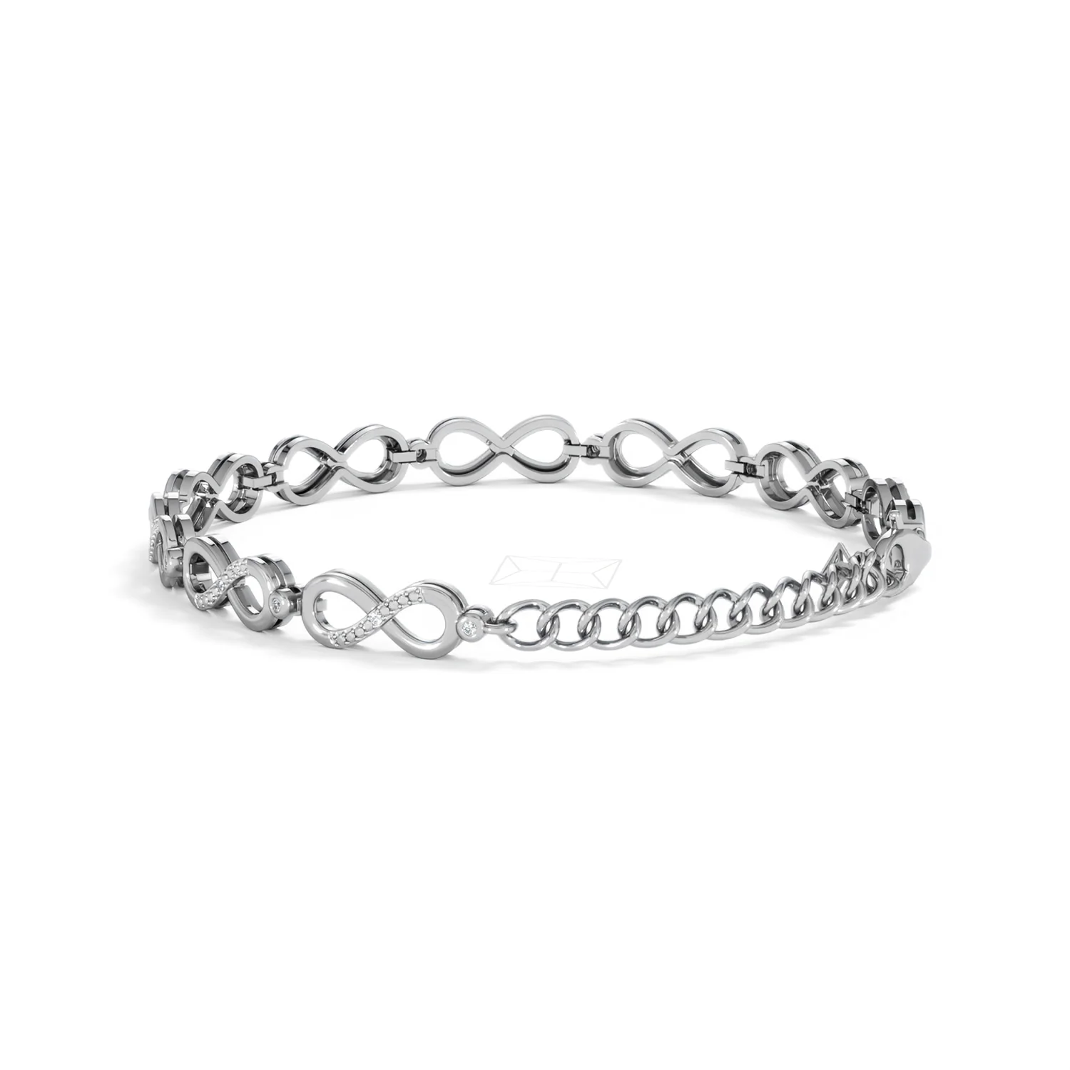 Infinity Love 0.05ct Lab Diamond Link Bracelet in Sterling Silver - Image 56