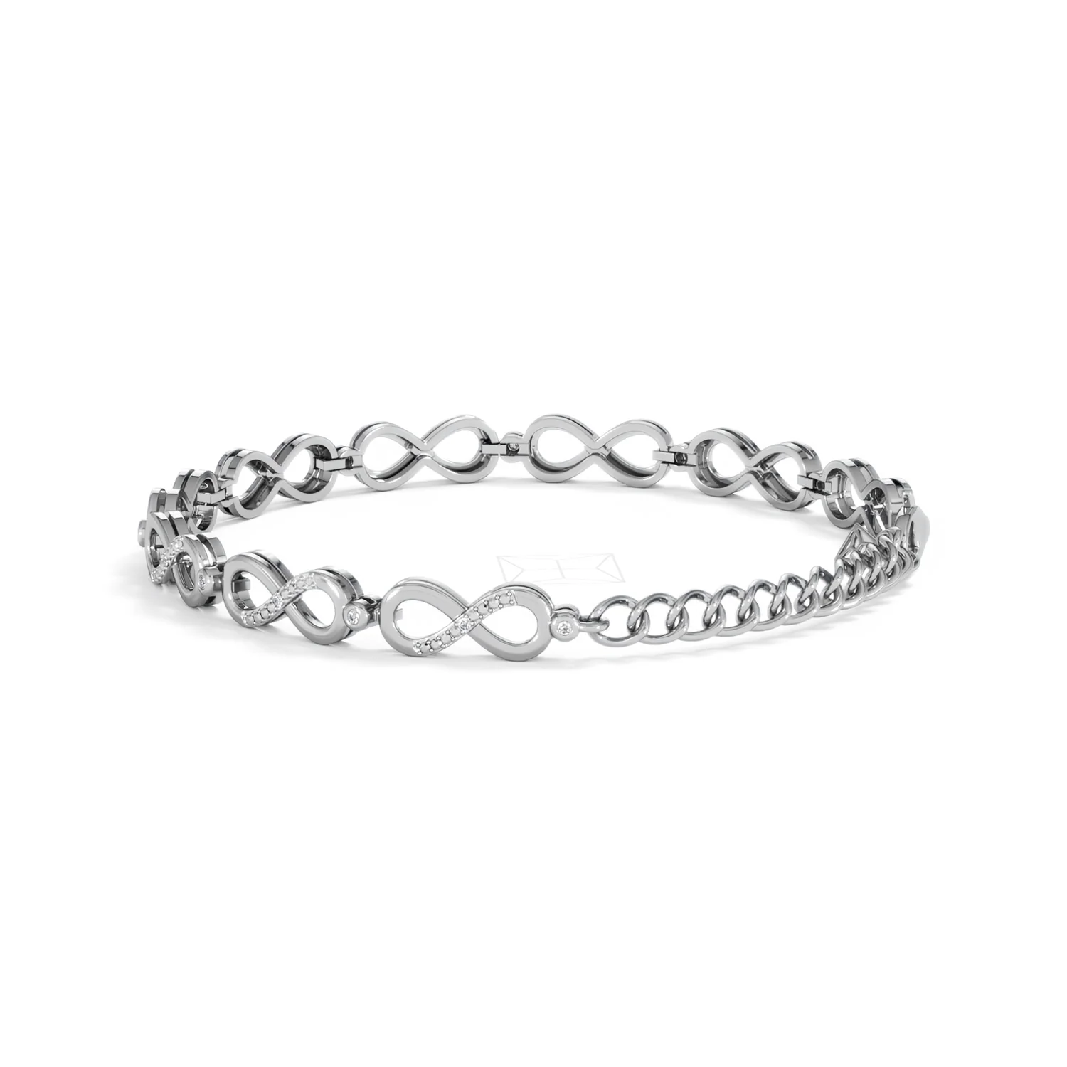 Infinity Love 0.05ct Lab Diamond Link Bracelet in Sterling Silver - Image 59