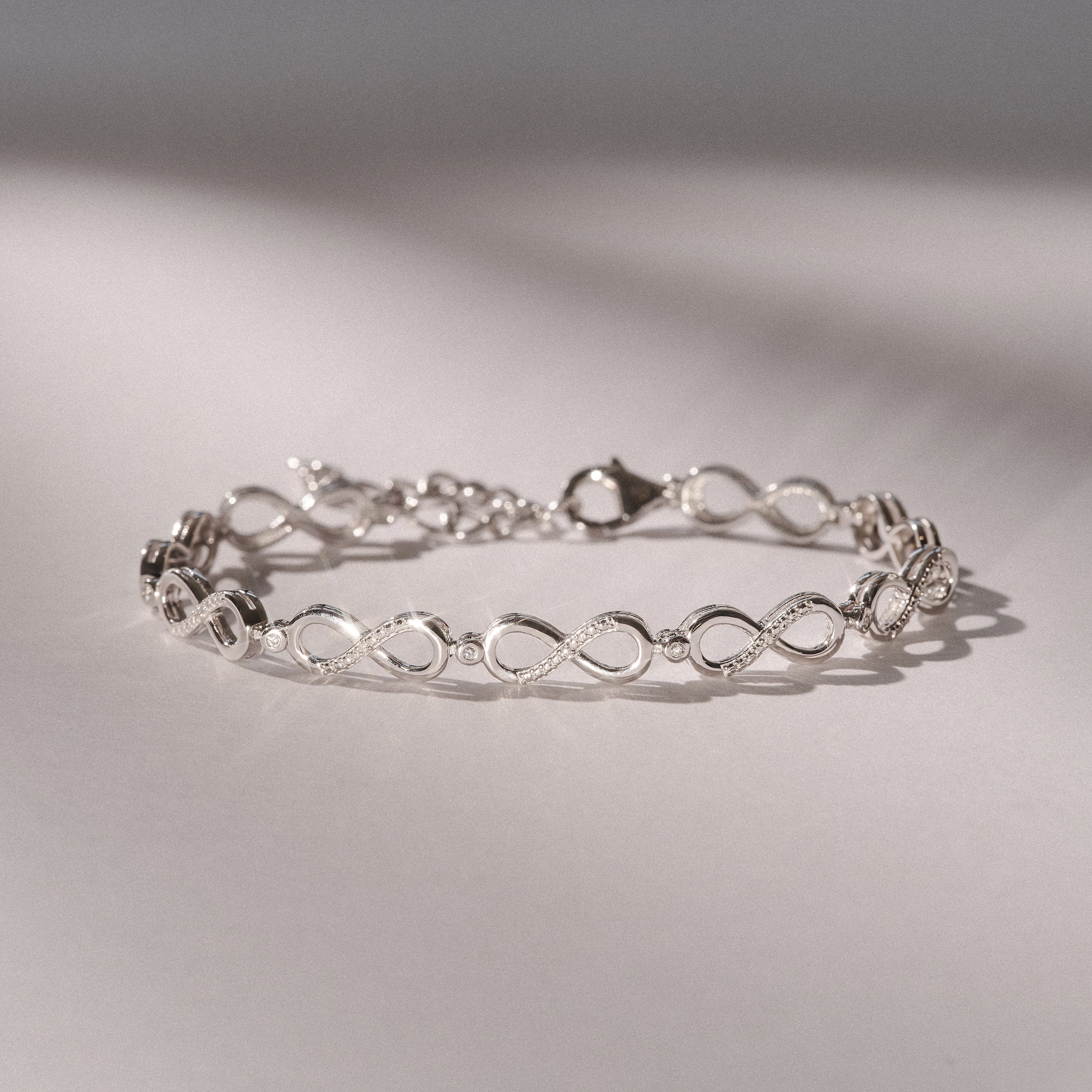 Infinity Love 0.05ct Lab Diamond Link Bracelet in Sterling Silver - Image 6