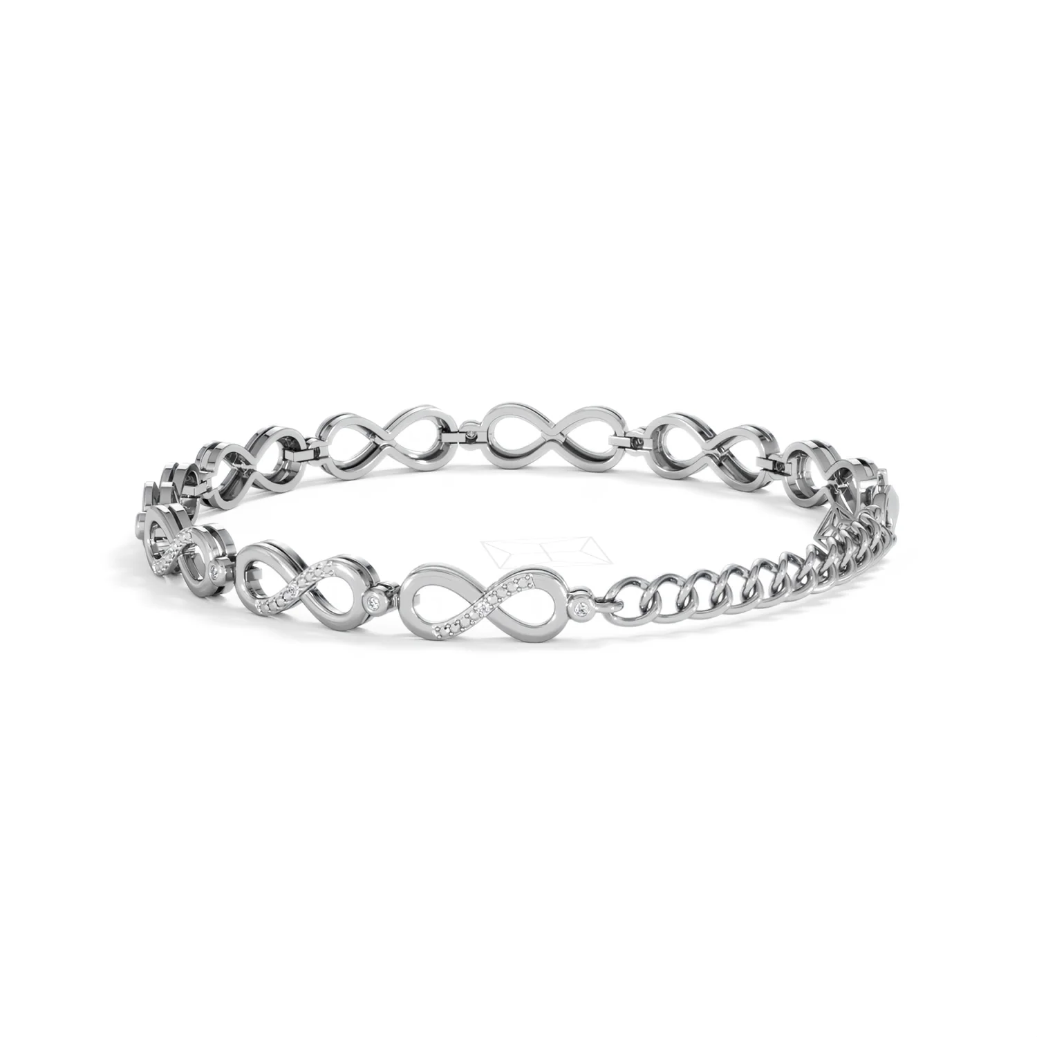 Infinity Love 0.05ct Lab Diamond Link Bracelet in Sterling Silver - Image 60