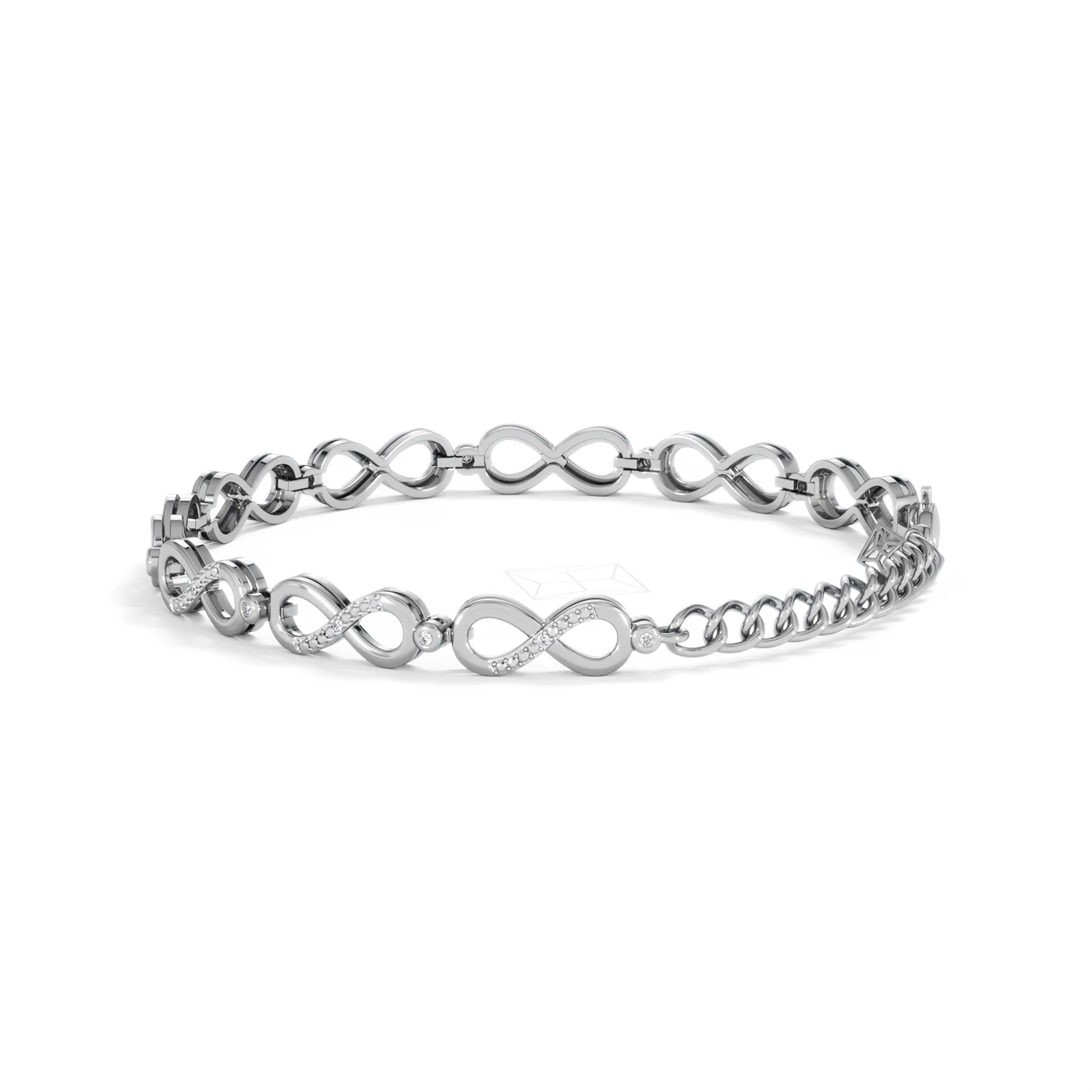 Infinity Love 0.05ct Lab Diamond Link Bracelet in Sterling Silver - Image 61