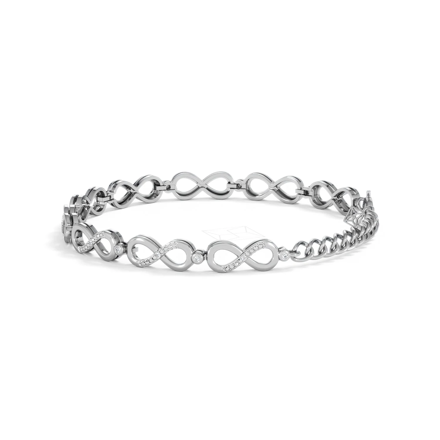 Infinity Love 0.05ct Lab Diamond Link Bracelet in Sterling Silver - Image 63