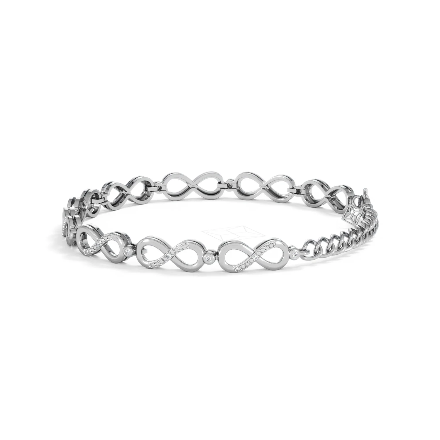 Infinity Love 0.05ct Lab Diamond Link Bracelet in Sterling Silver - Image 64