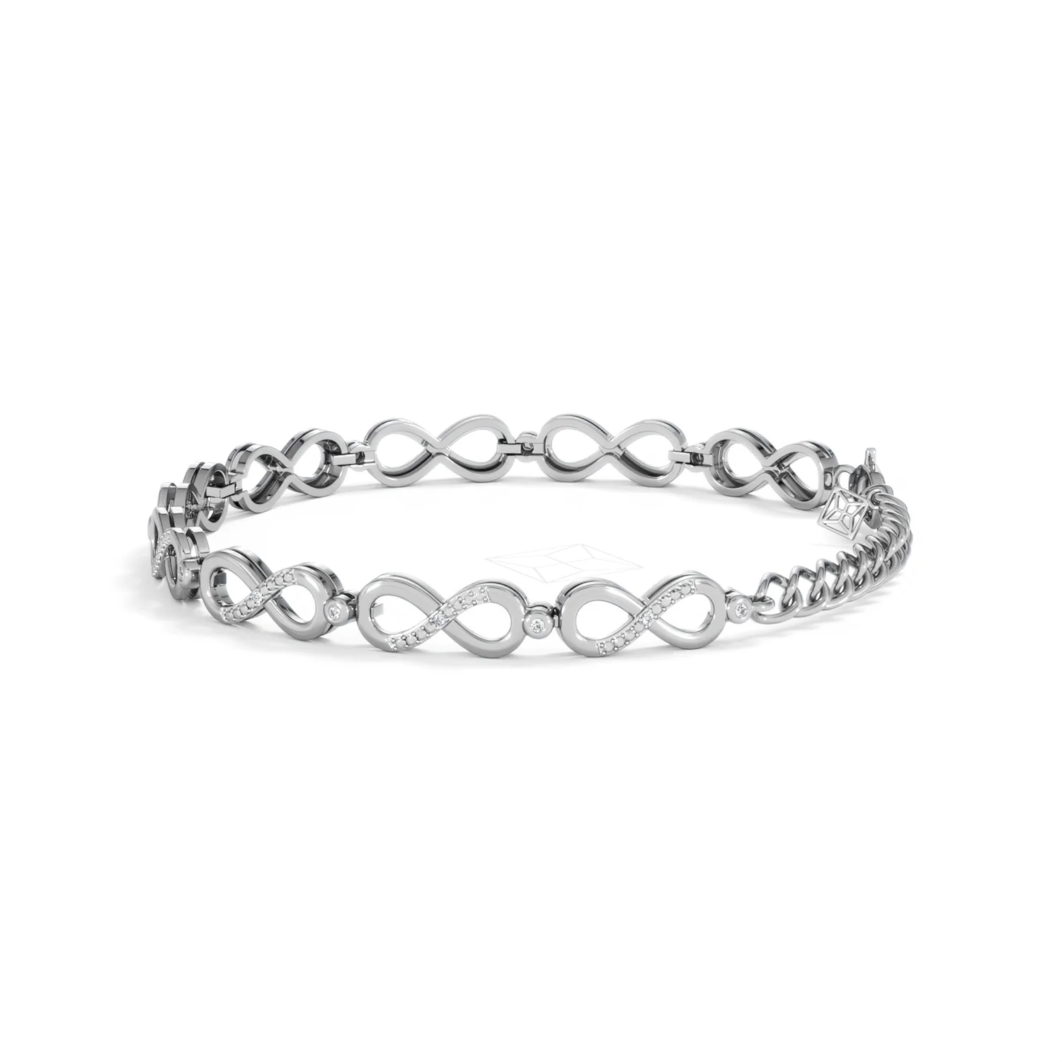 Infinity Love 0.05ct Lab Diamond Link Bracelet in Sterling Silver - Image 65