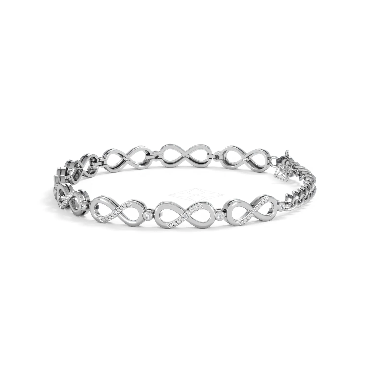 Infinity Love 0.05ct Lab Diamond Link Bracelet in Sterling Silver - Image 68