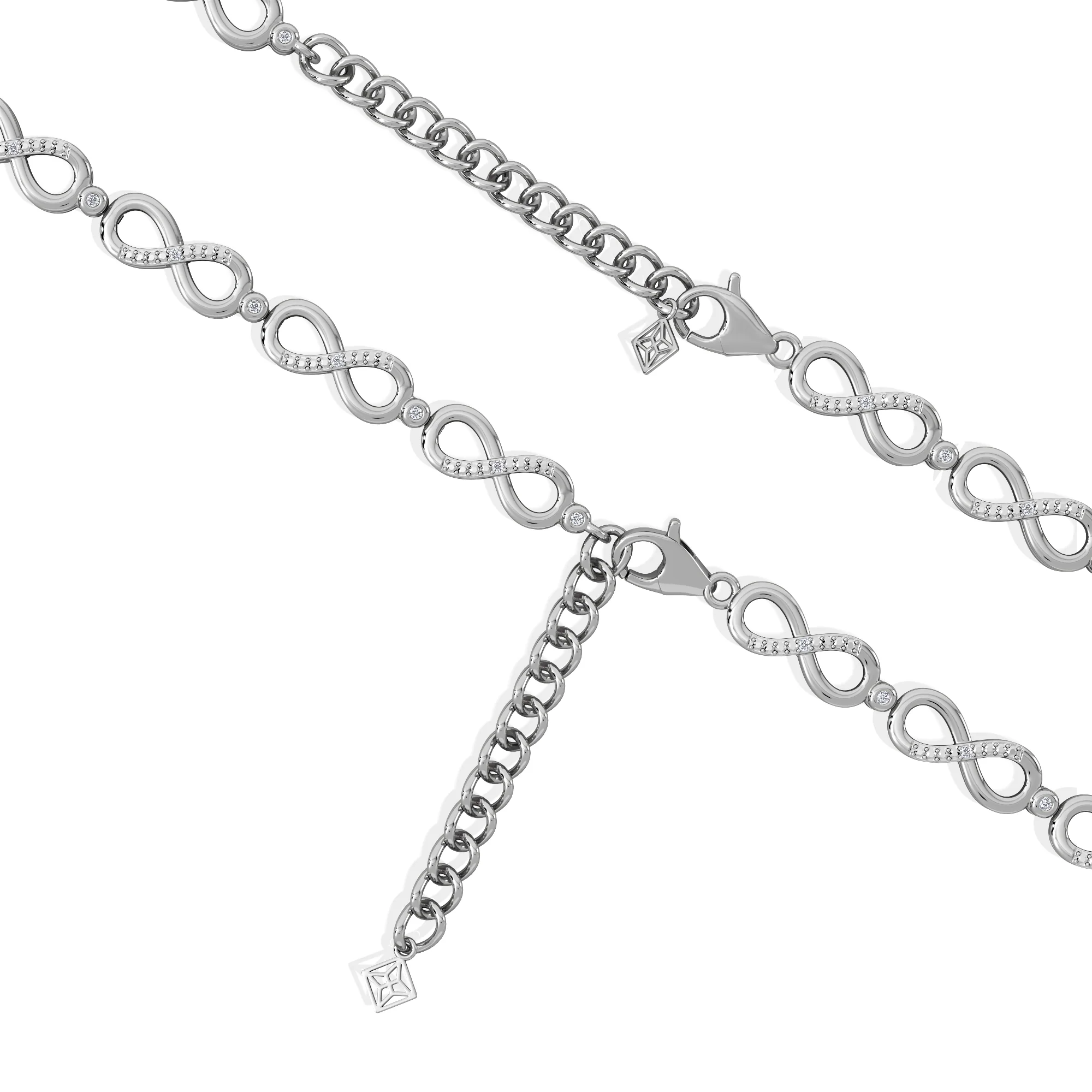Infinity Love 0.05ct Lab Diamond Link Bracelet in Sterling Silver - Image 7