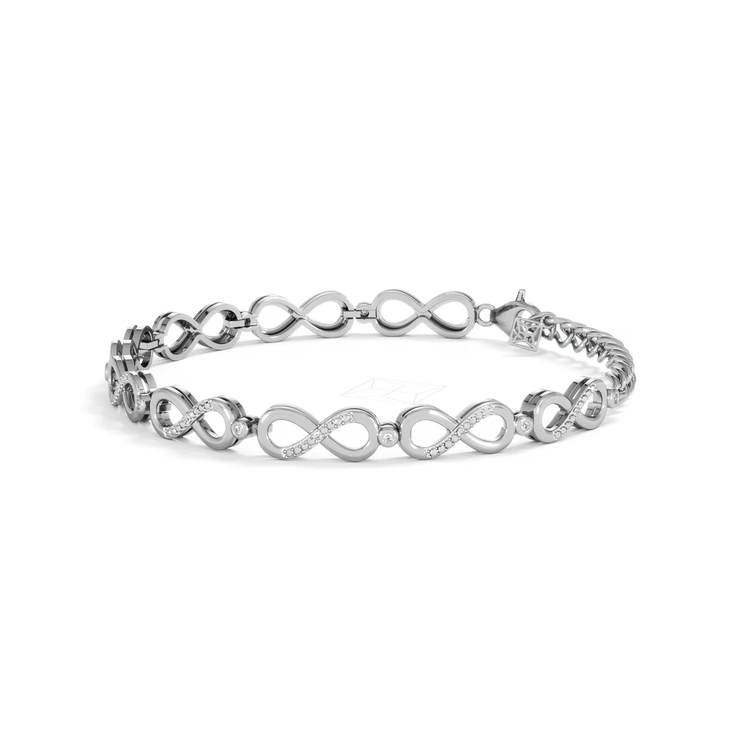 Infinity Love 0.05ct Lab Diamond Link Bracelet in Sterling Silver - Image 72