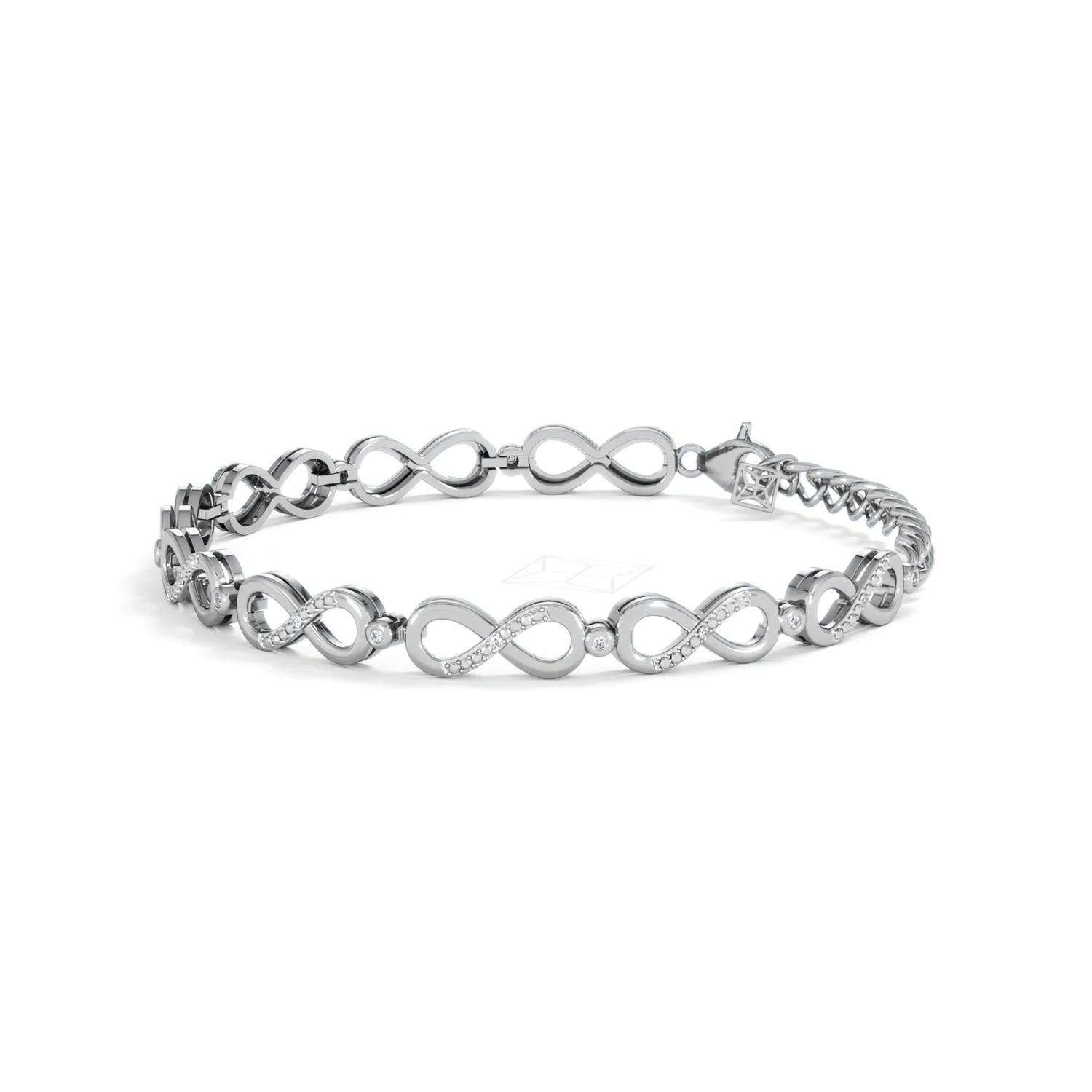Infinity Love 0.05ct Lab Diamond Link Bracelet in Sterling Silver - Image 73