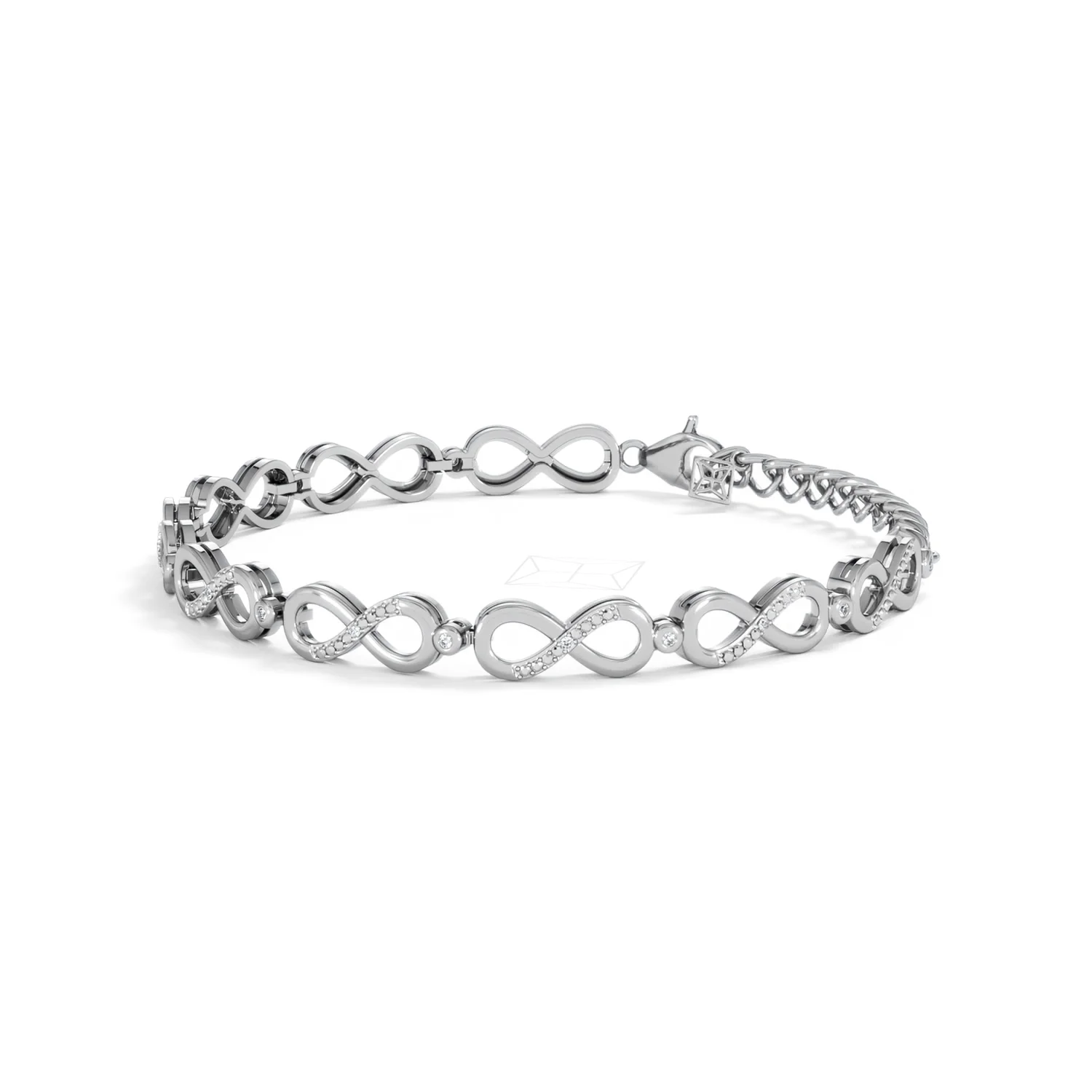 Infinity Love 0.05ct Lab Diamond Link Bracelet in Sterling Silver - Image 75
