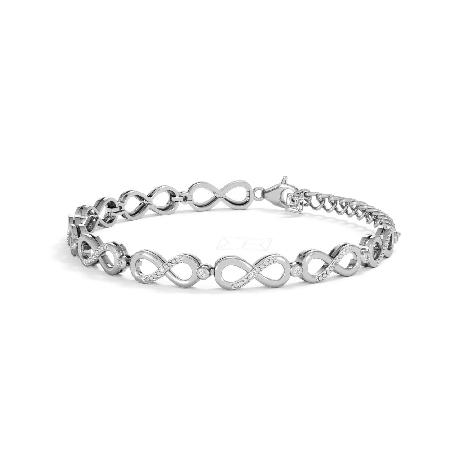 Infinity Love 0.05ct Lab Diamond Link Bracelet in Sterling Silver - Image 76