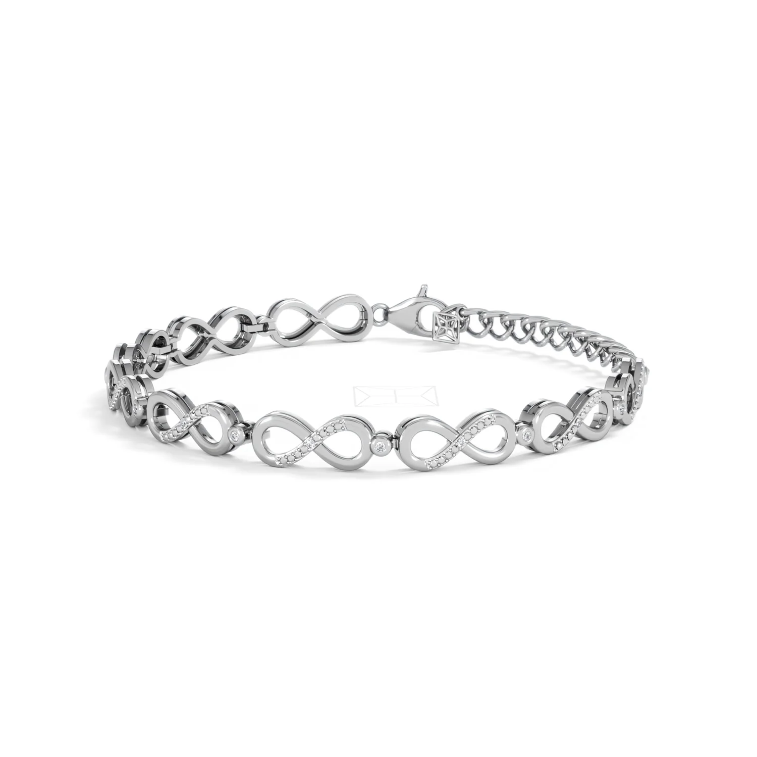 Infinity Love 0.05ct Lab Diamond Link Bracelet in Sterling Silver - Image 78