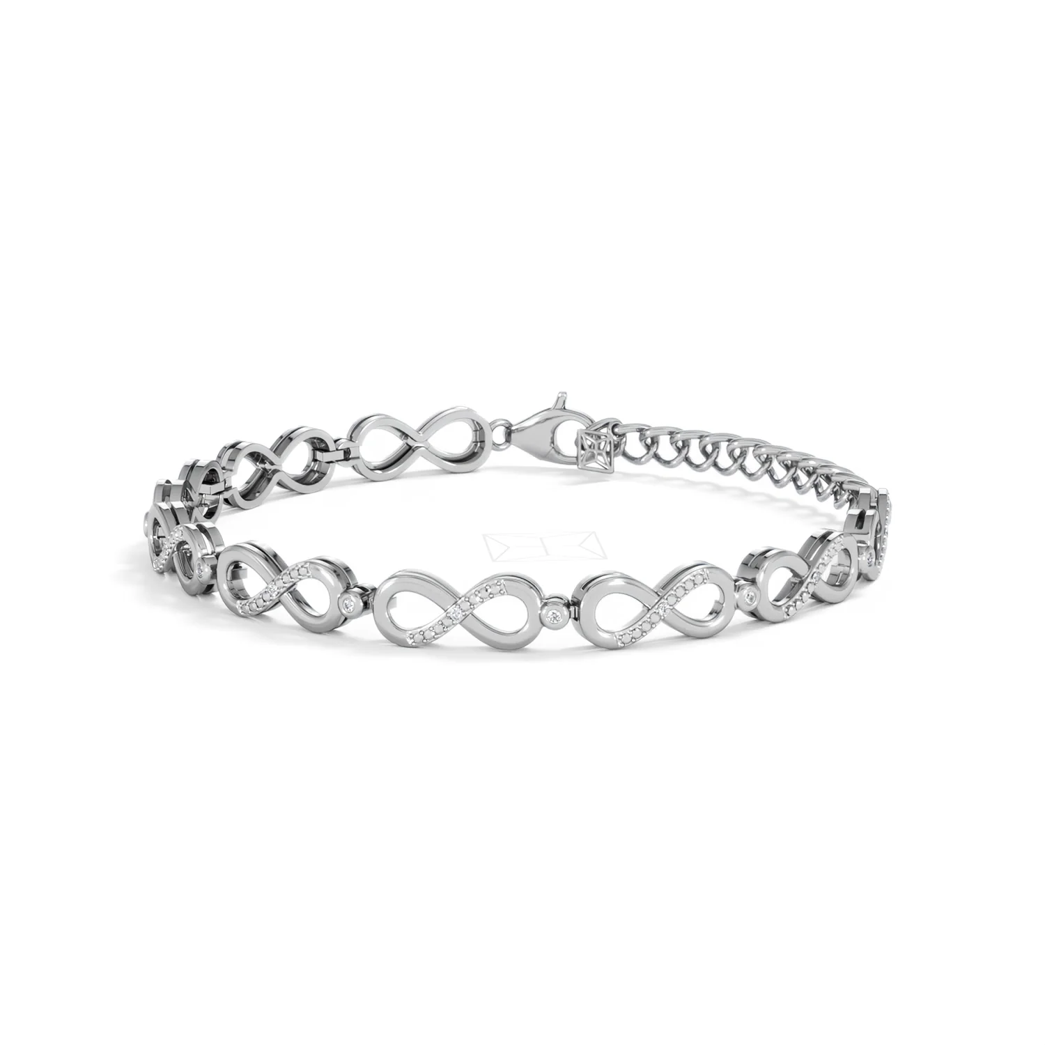 Infinity Love 0.05ct Lab Diamond Link Bracelet in Sterling Silver - Image 79