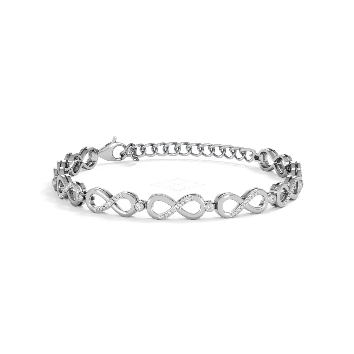 Infinity Love 0.05ct Lab Diamond Link Bracelet in Sterling Silver - Image 8