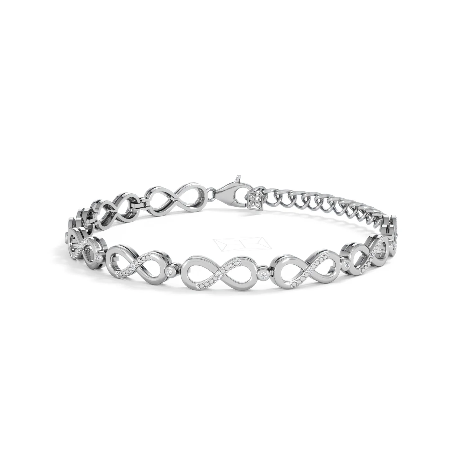 Infinity Love 0.05ct Lab Diamond Link Bracelet in Sterling Silver - Image 80