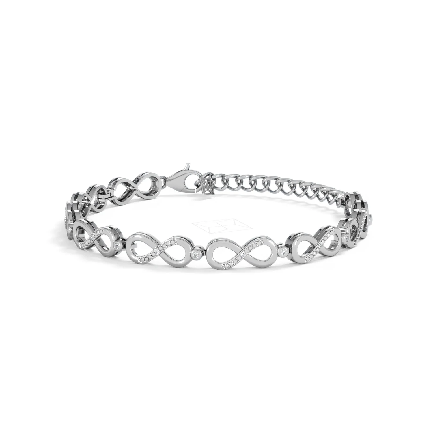 Infinity Love 0.05ct Lab Diamond Link Bracelet in Sterling Silver - Image 83