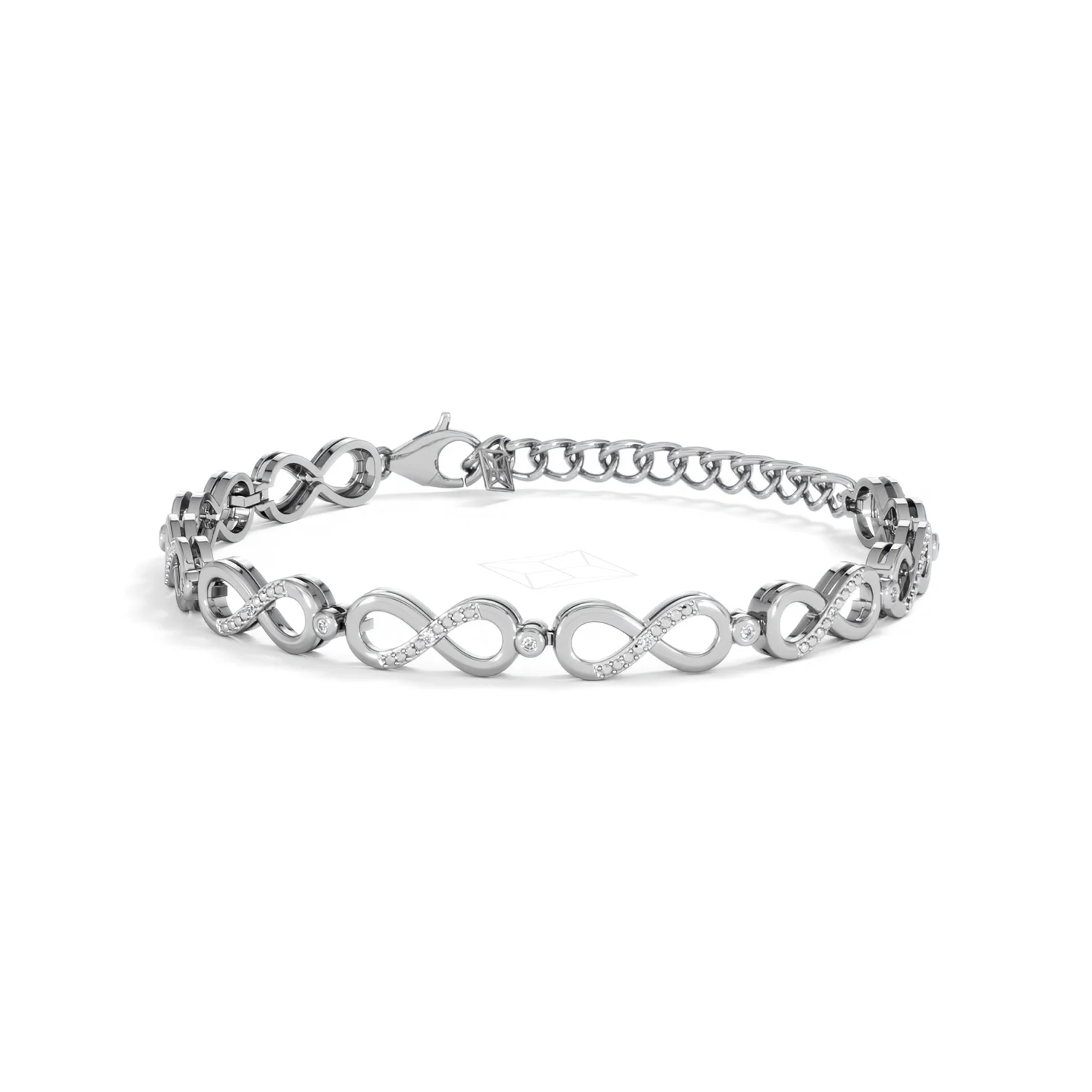 Infinity Love 0.05ct Lab Diamond Link Bracelet in Sterling Silver - Image 84