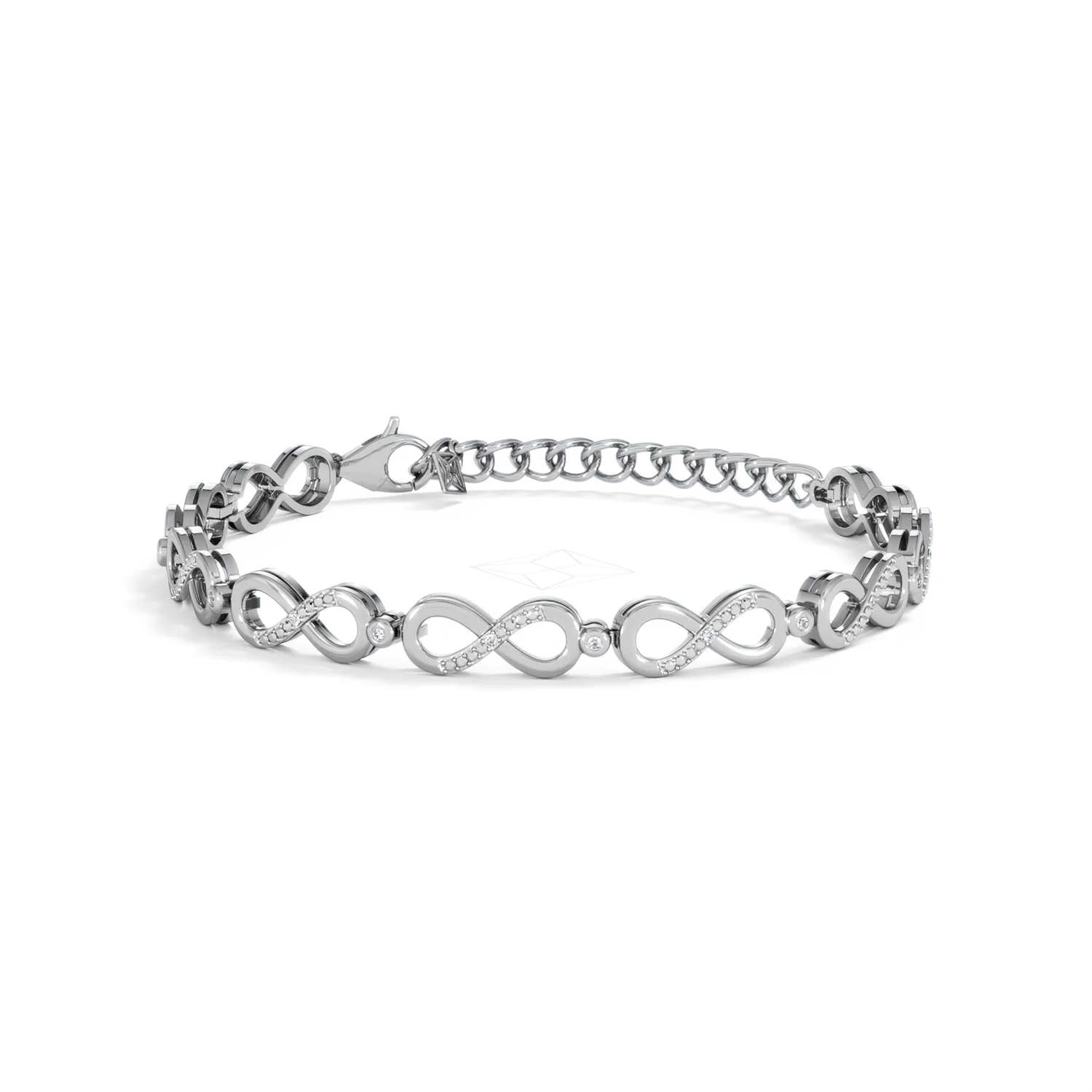 Infinity Love 0.05ct Lab Diamond Link Bracelet in Sterling Silver - Image 86
