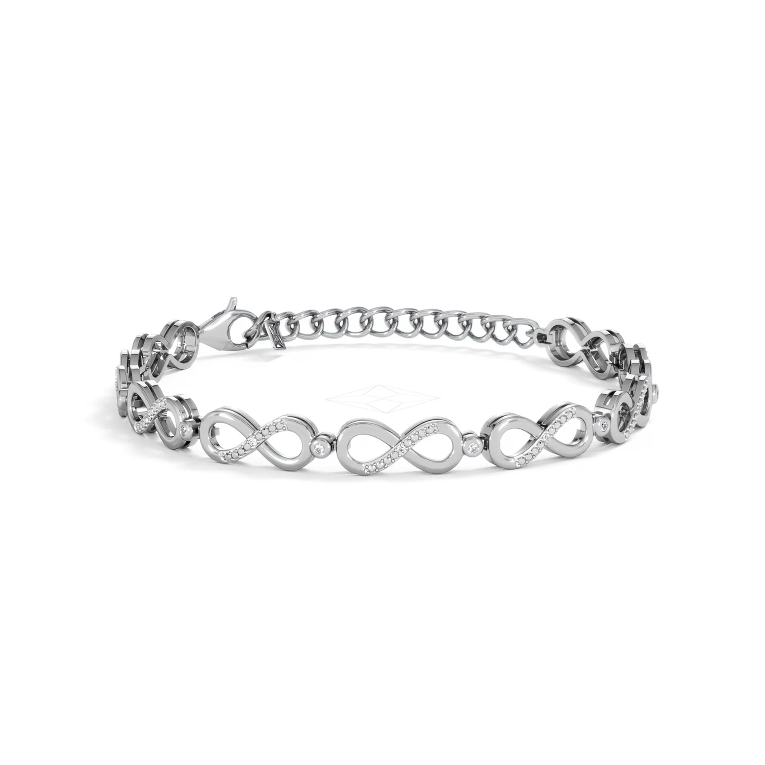 Infinity Love 0.05ct Lab Diamond Link Bracelet in Sterling Silver - Image 9