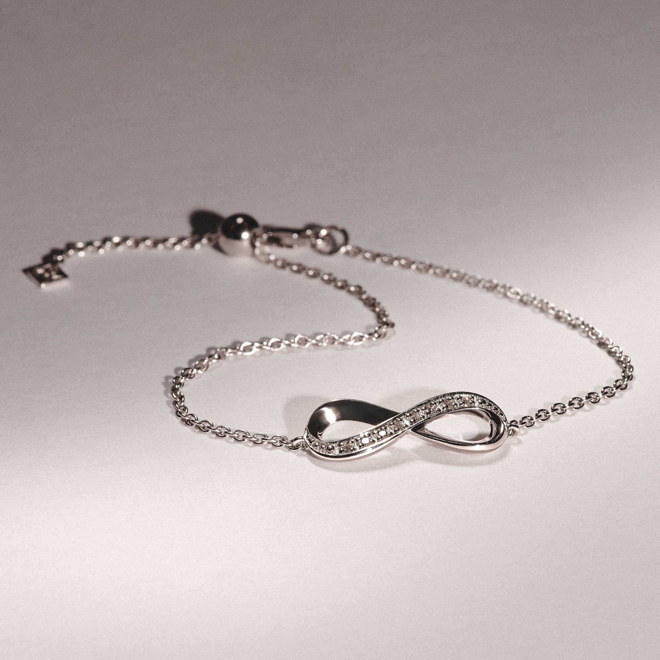 Infinity Love 0.08ct Lab Diamond Chain Bracelet in Sterling Silver - Image 6