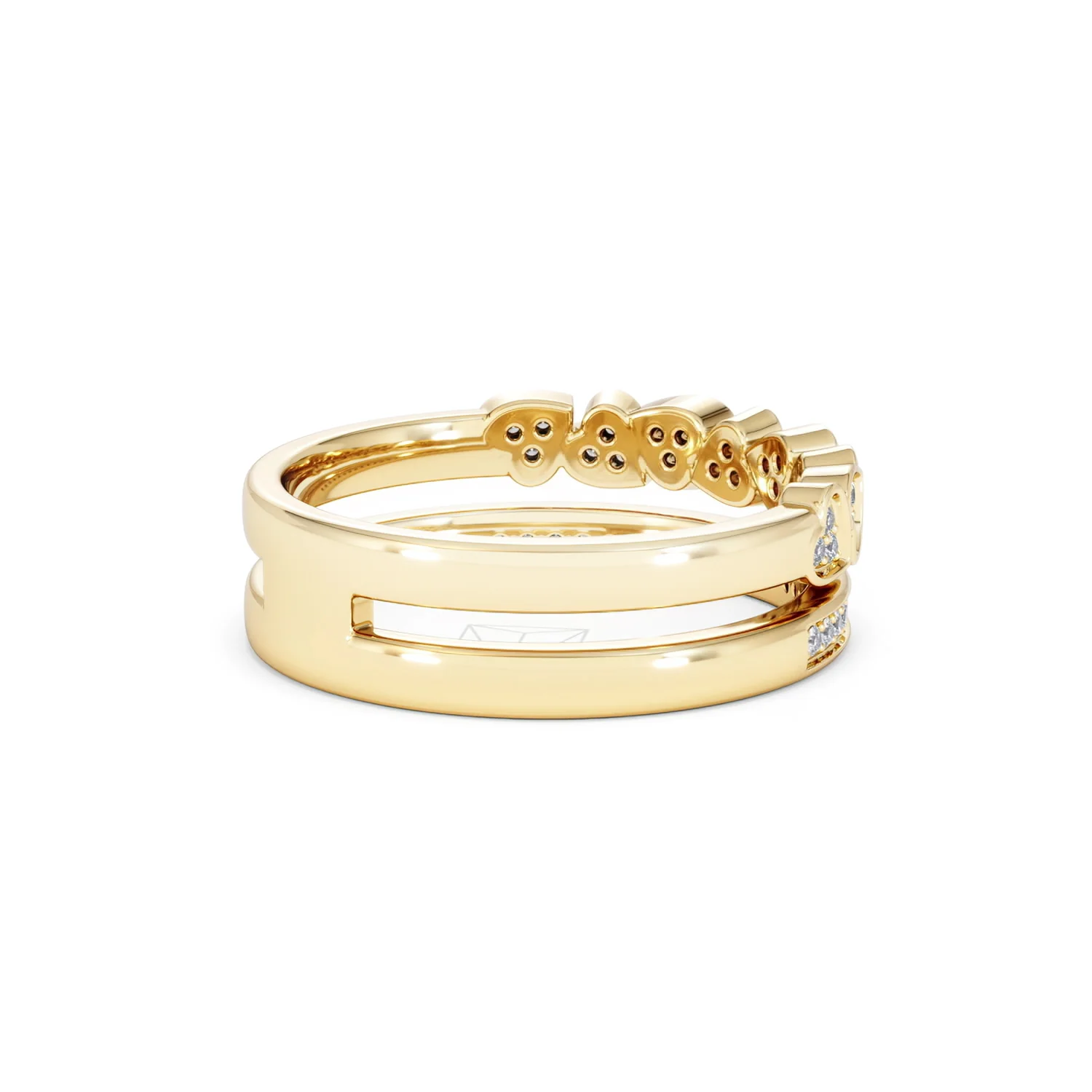 Double Heart Band Stacking Ring Lab Diamond 0.20ct in 18K Gold Vermeil - Image 38