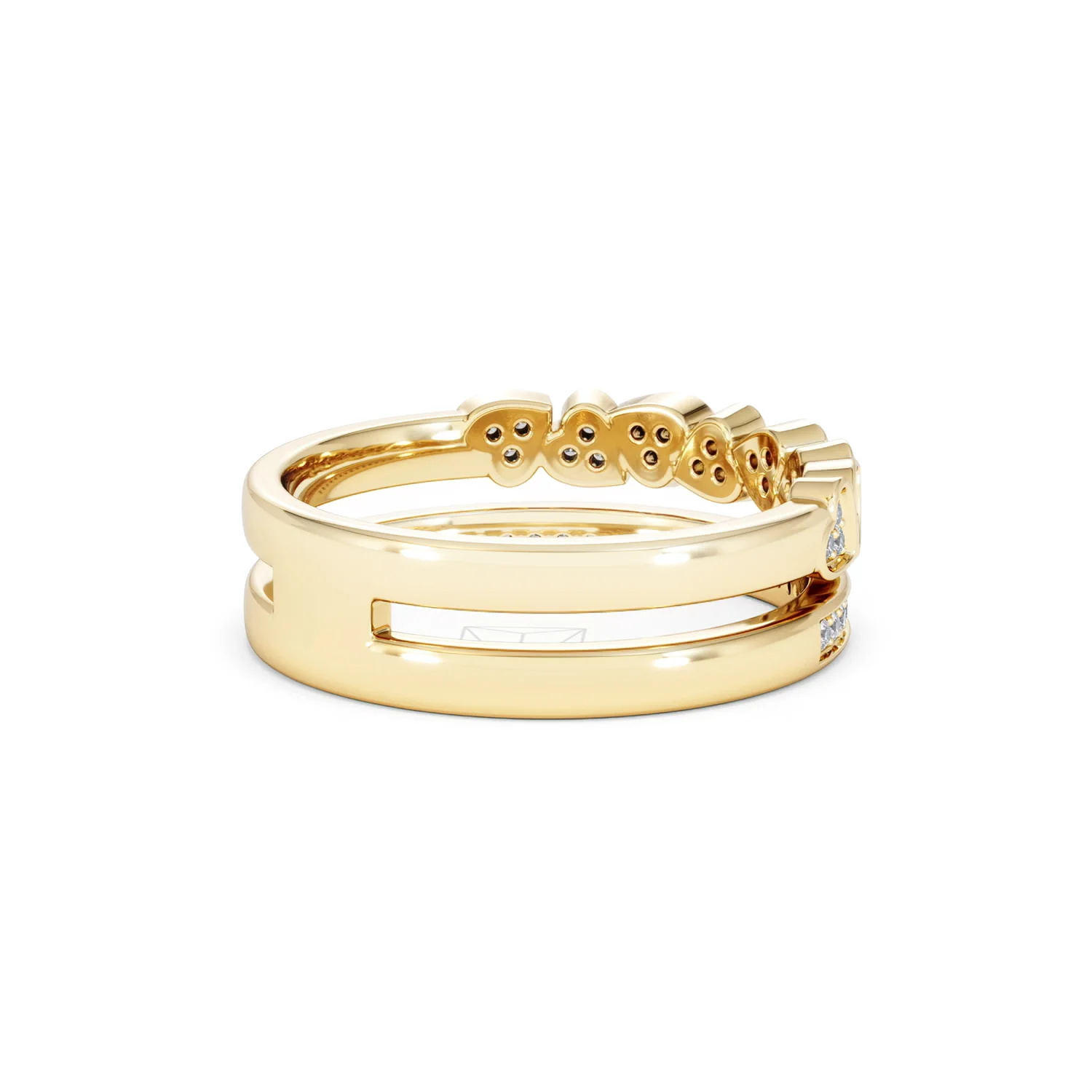 Double Heart Band Stacking Ring Lab Diamond 0.20ct in 18K Gold Vermeil - Image 39