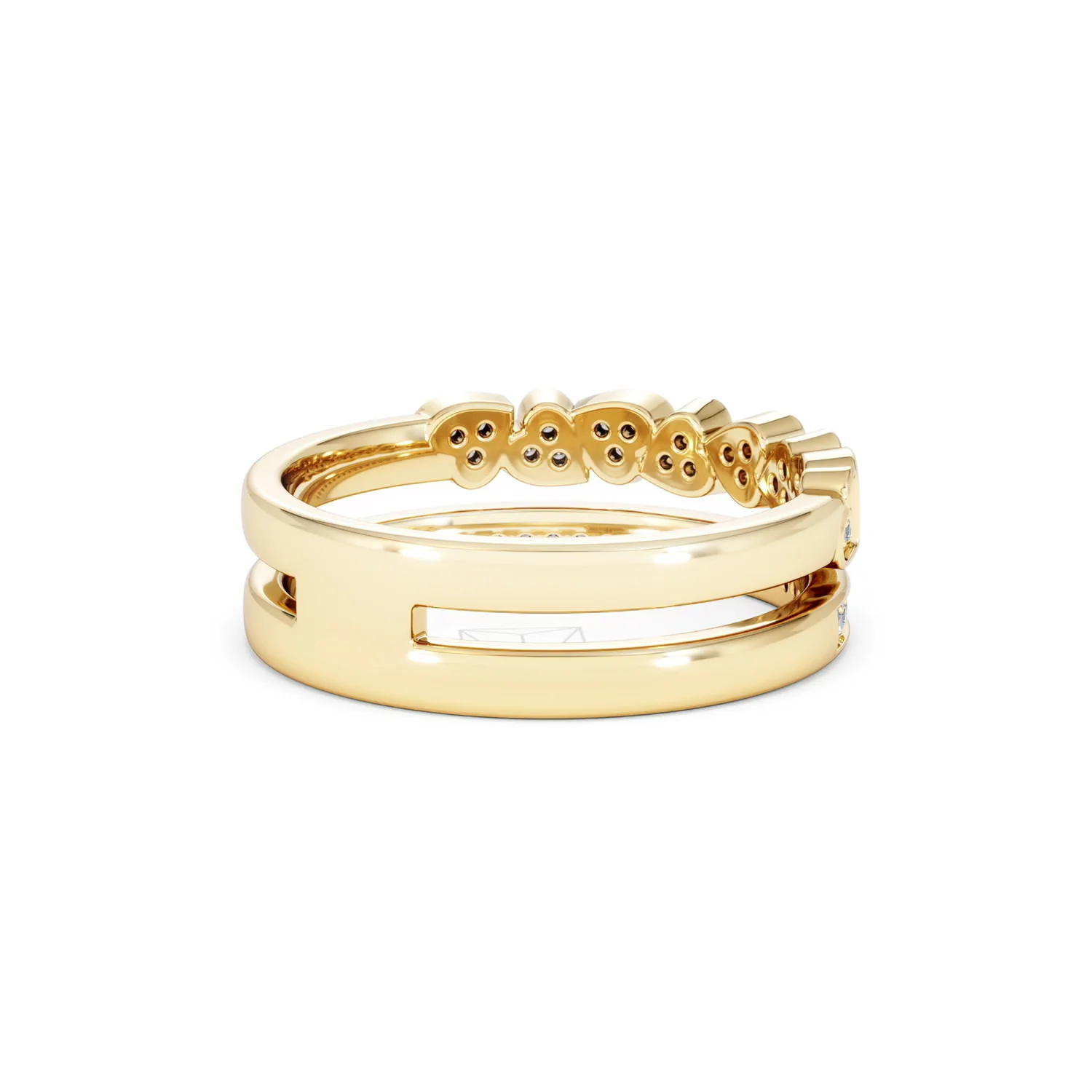 Double Heart Band Stacking Ring Lab Diamond 0.20ct in 18K Gold Vermeil - Image 41